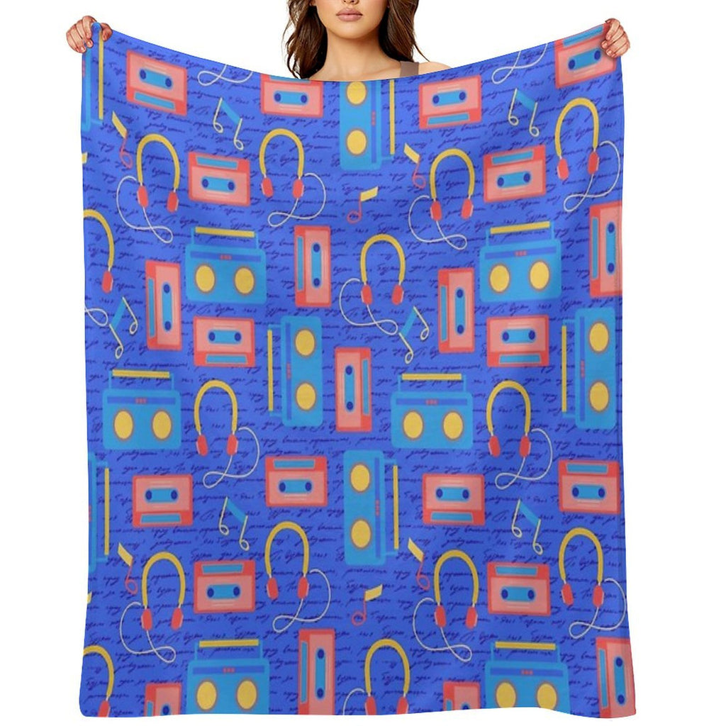 Cool Retro Music Travel-friendly Throw Blanket
