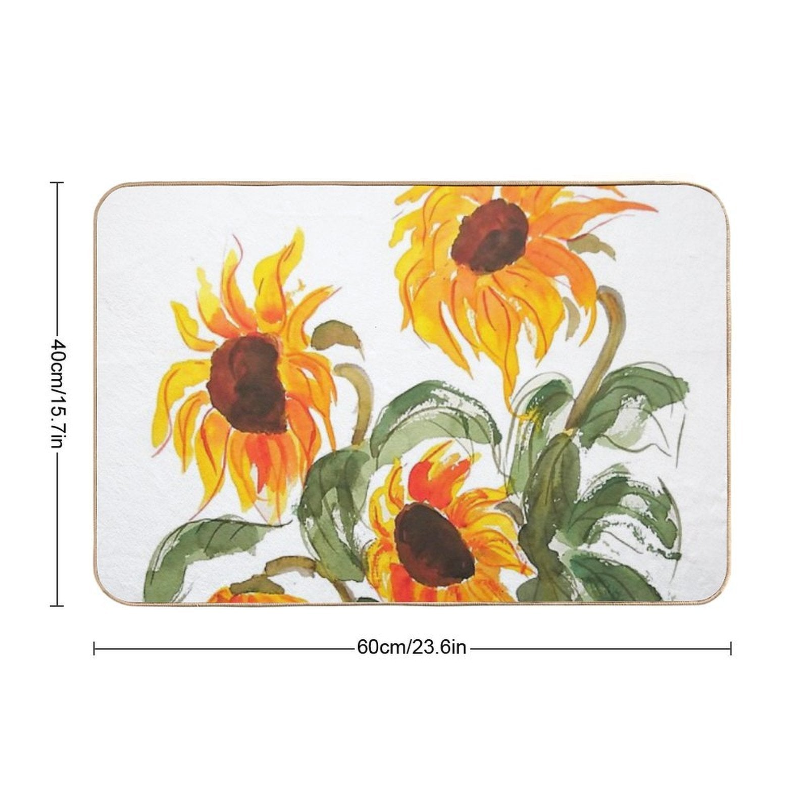 Hand Painted Sunflower Watercolor 2018  Pet-Safe Bath Mat