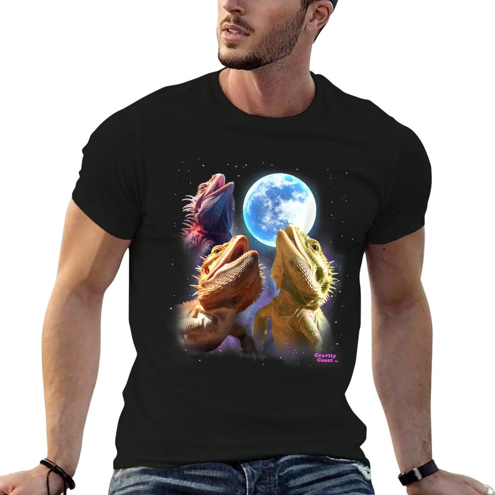 Bearded Dragons Lizards Howling at The Moon Beardies  Classic T-Shirt
