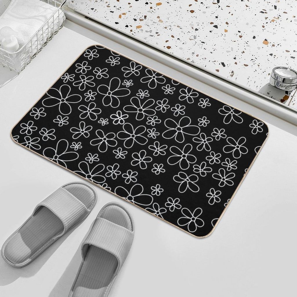 White Flowers  Pet-Safe Bath Mat