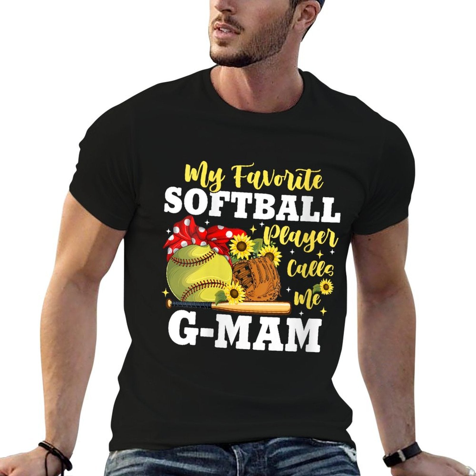 Womens My Favorite Softball Player Calls Me G Mam Sunflower  Breathable T-Shirt