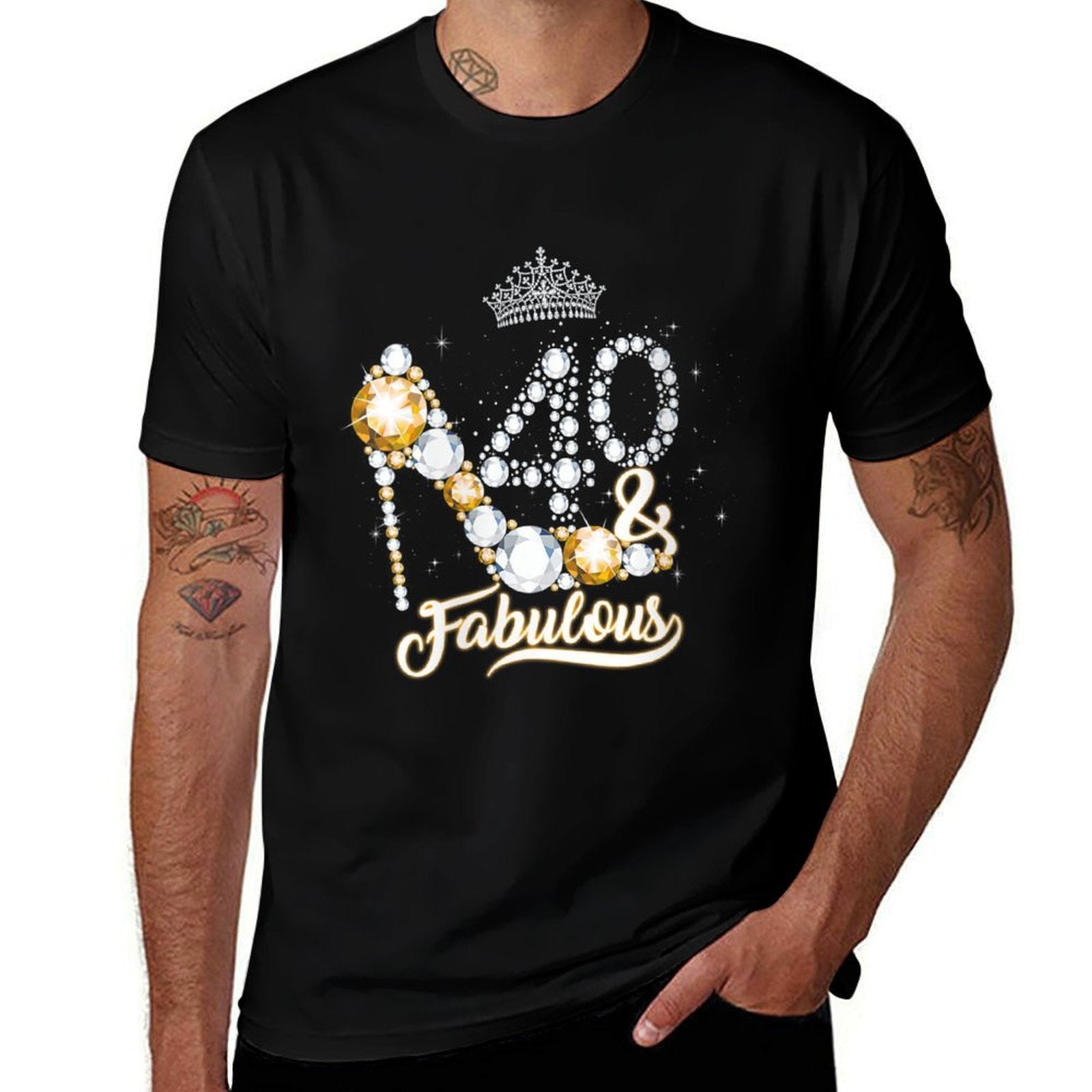 Womens 40 & Fabulous 40th Birthday Diamond Crown Gift Women Girls  High-quality Stitching T-Shirt