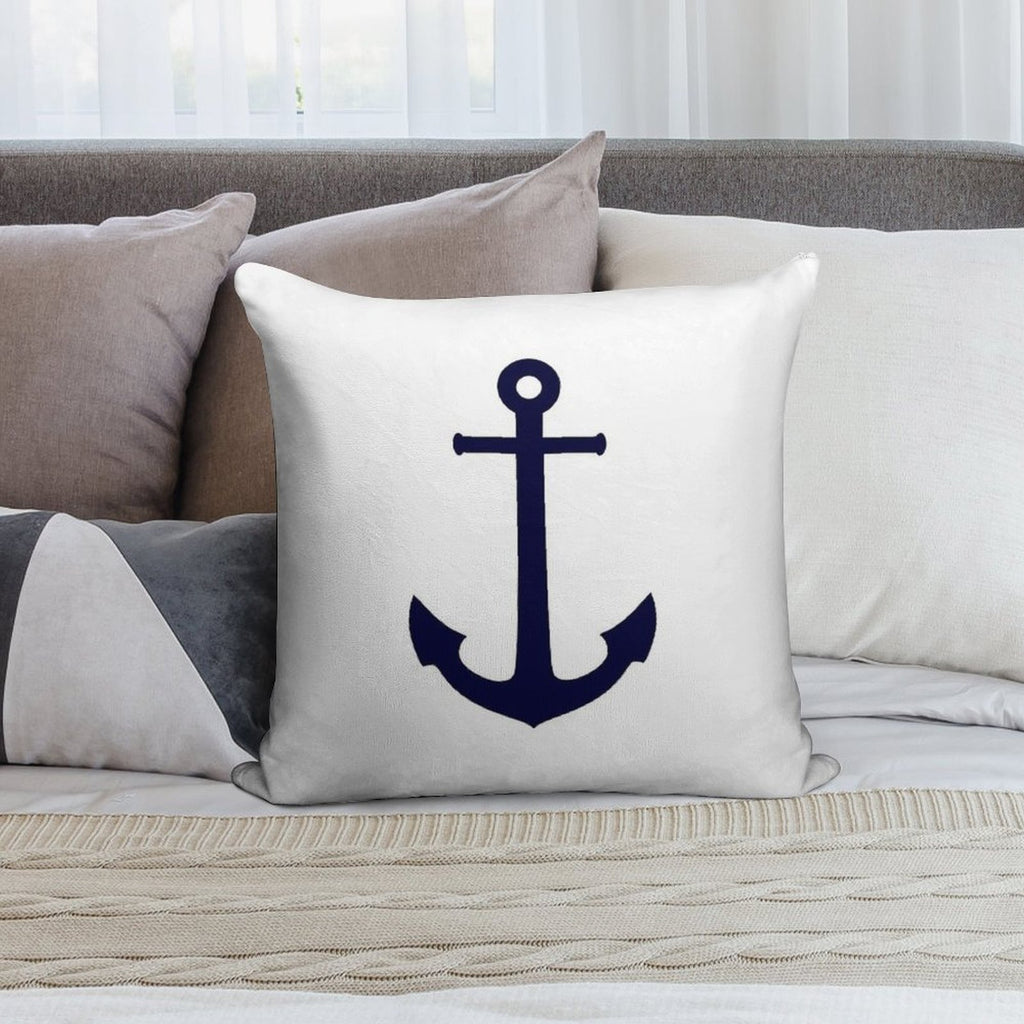 Navy Blue Anchor On White Soft Home Decor Throw Pillow