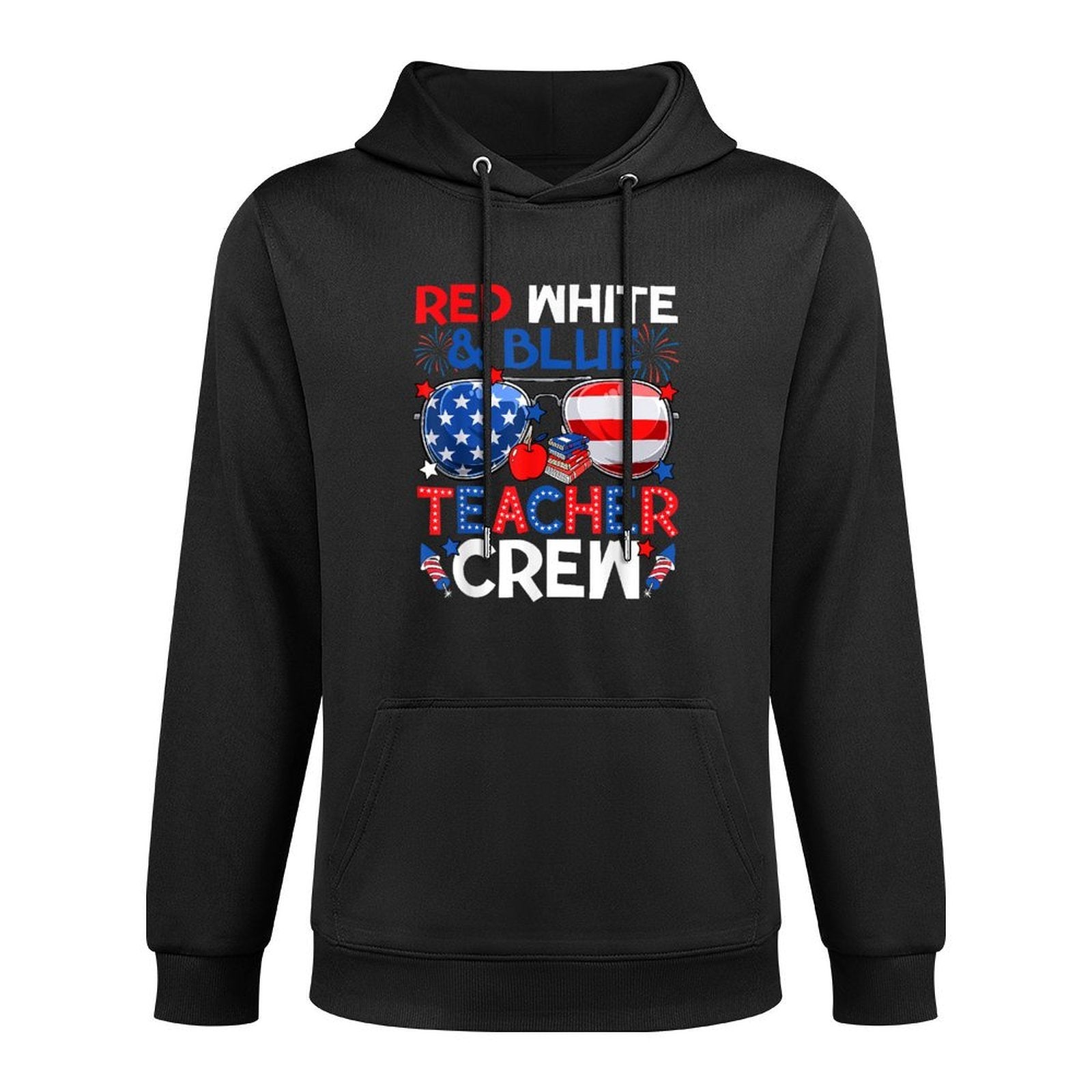 4th Of July Red White & Teacher Crew American Medium-Weight Fabric Hoodie