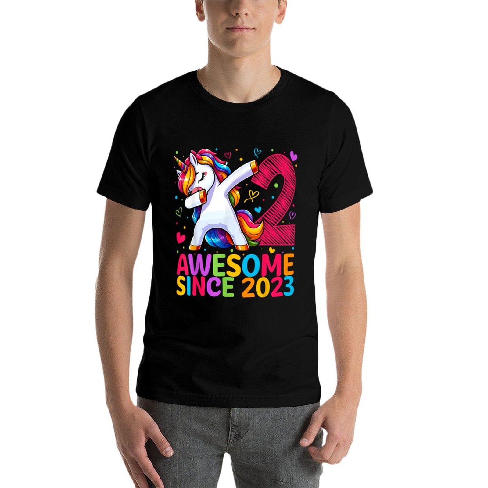 2 Year Old Unicorn Dabbing 2nd Birthday Girl Party  Breathable T-Shirt