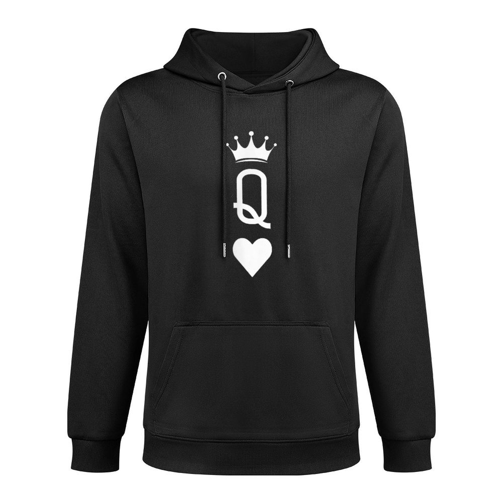 Queen of Heart Playing Card Vintage Crown Matching Women Shape Retention Hoodie