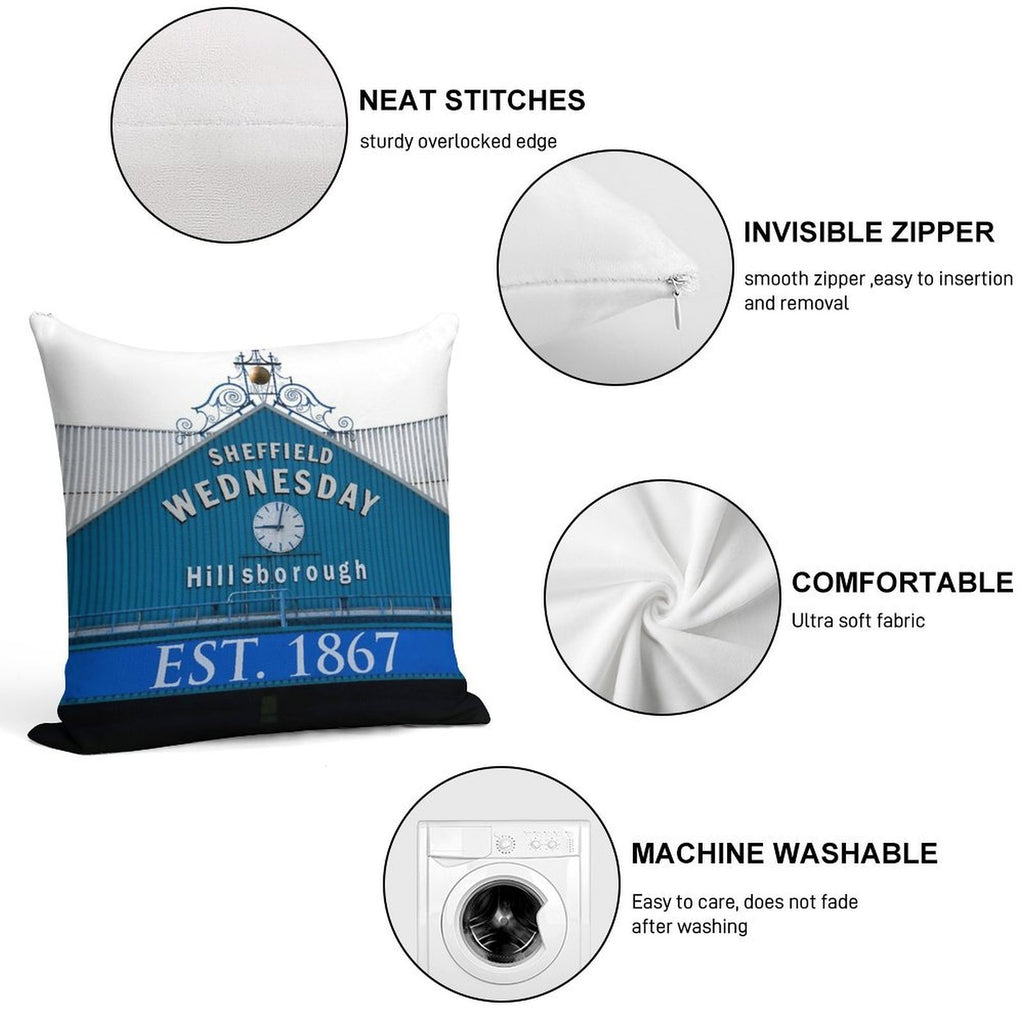 Sheffield Wednesday Famous Clock Soft Washable Throw Pillow