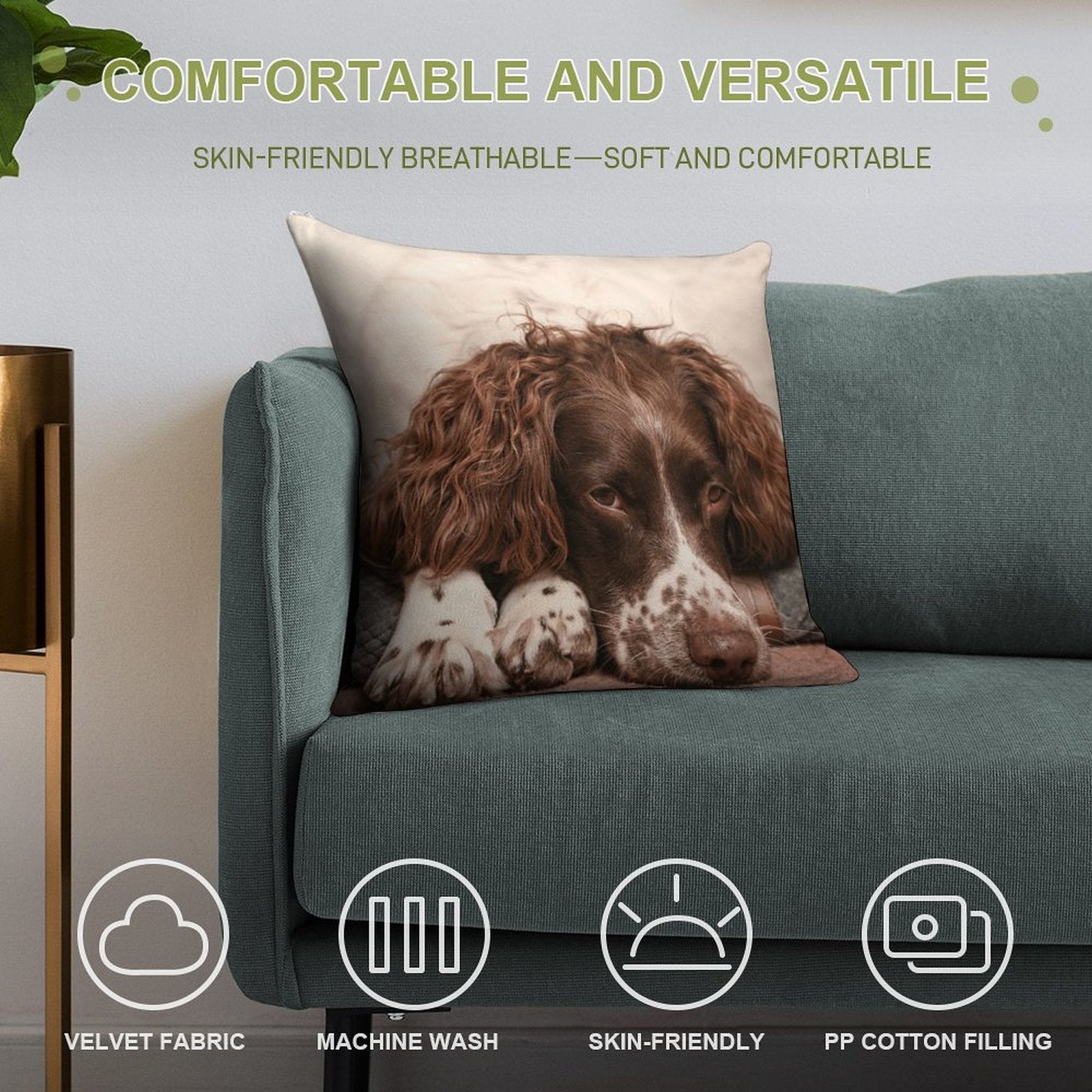 English Springer Spaniel Soft Gift Ready Throw Pillow