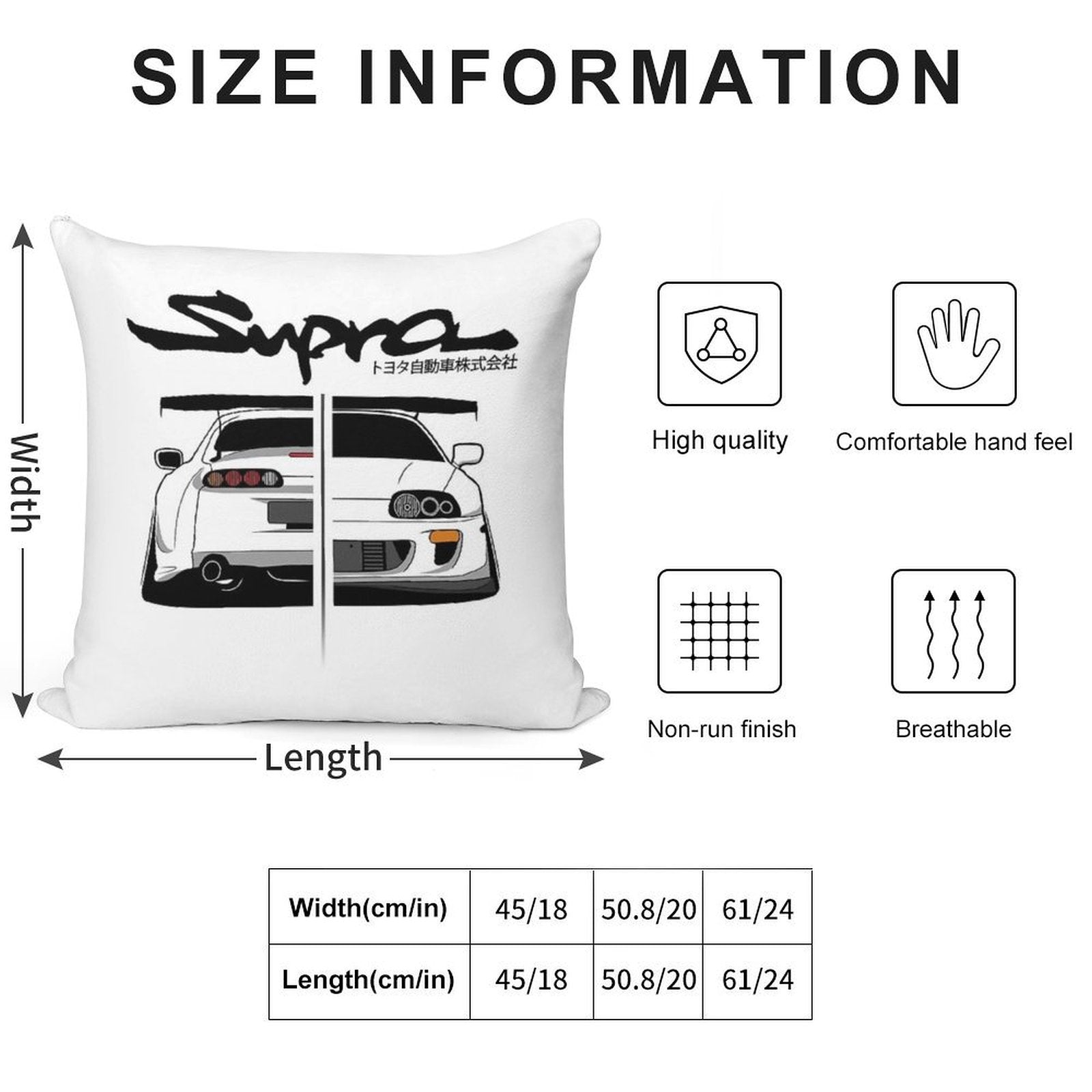 Toyota Supra MK IV - CarCorner Soft Shrink-Resistant Throw Pillow