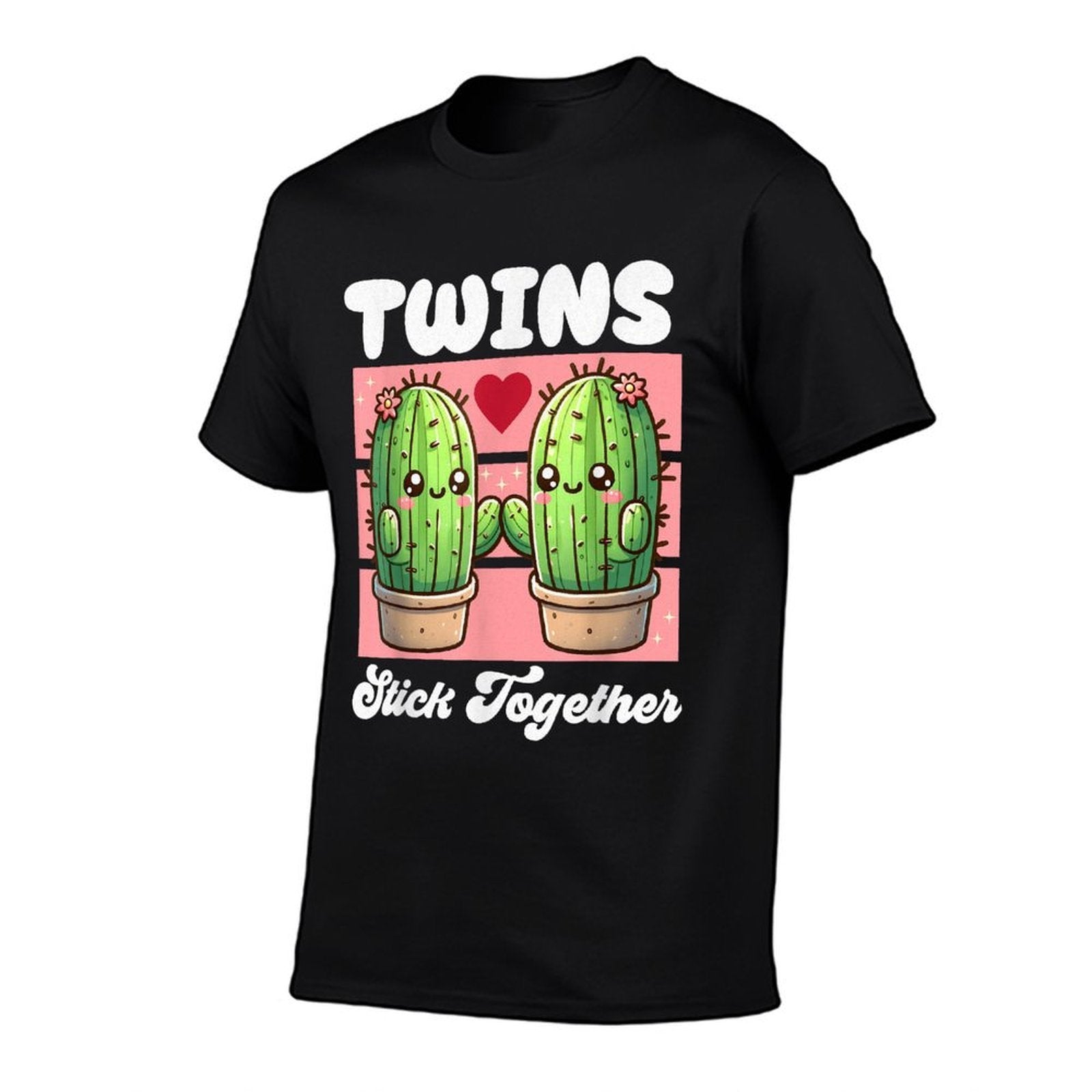 Matching Twin Cactus Twin Girls Tweens Twinning Succulent  Rolled Sleeves T-Shirt