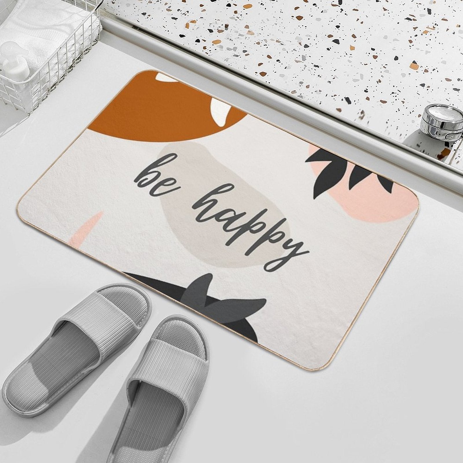 Be Happy -Boho- Modern Art - Abstract  Odorless Bath Mat