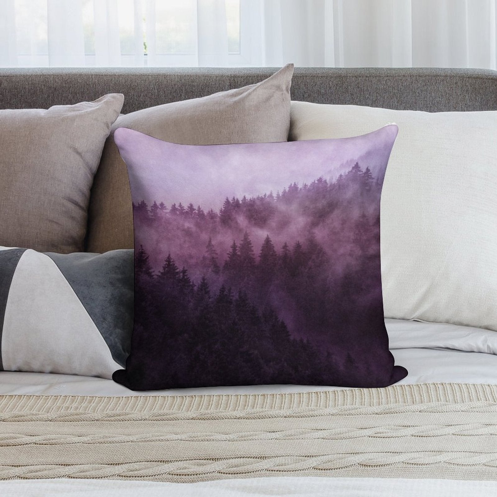 Excuse Me, I'm Lost  Laid Back In A Romantasy Moody Wilderness Dream Forest With Cascadia Trees Covered In Magic Fog Soft Anti-Pilling Throw Pillow