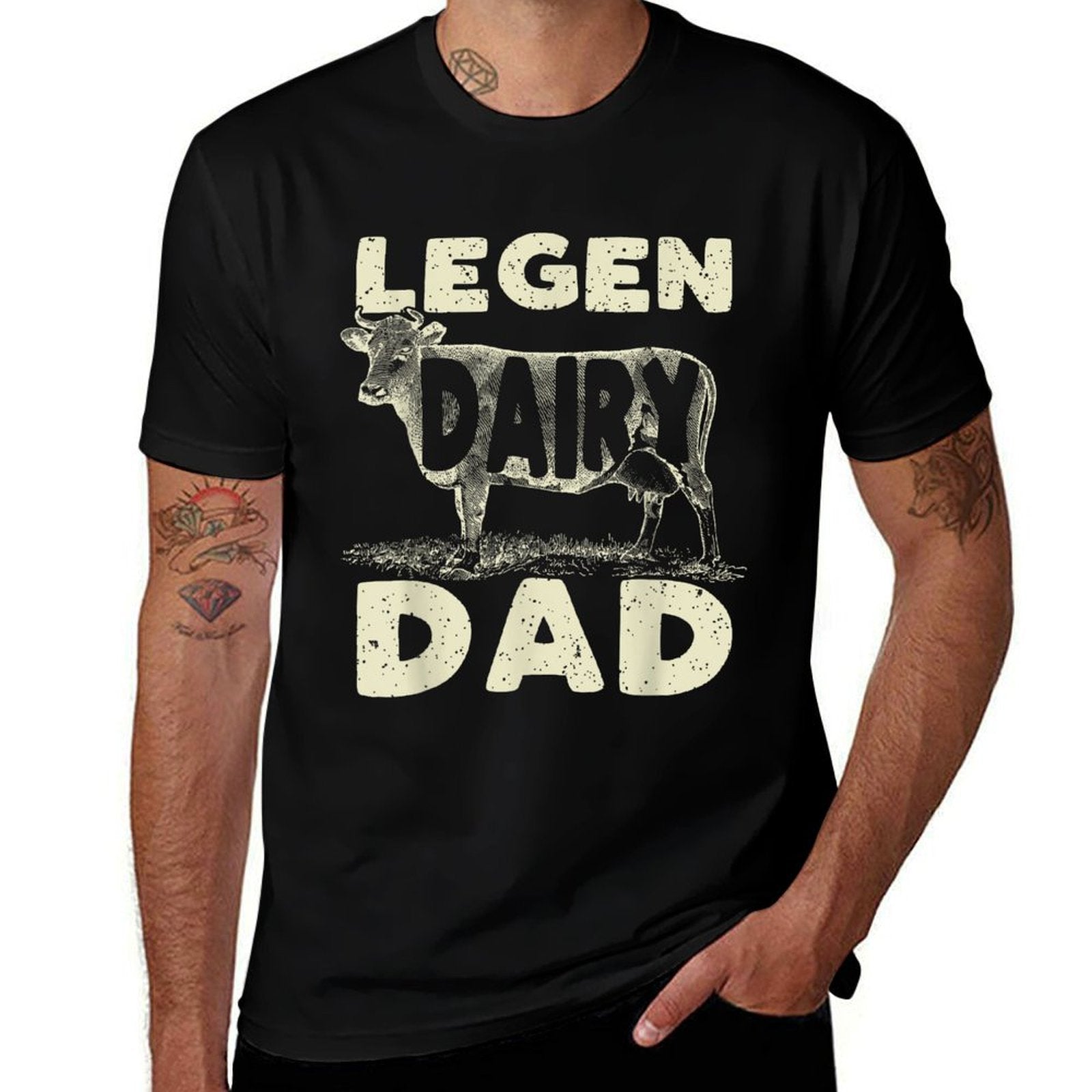 Legen Dairy Dad Cow Farmer Fathers Day for Men  Wrinkle-resistant T-Shirt
