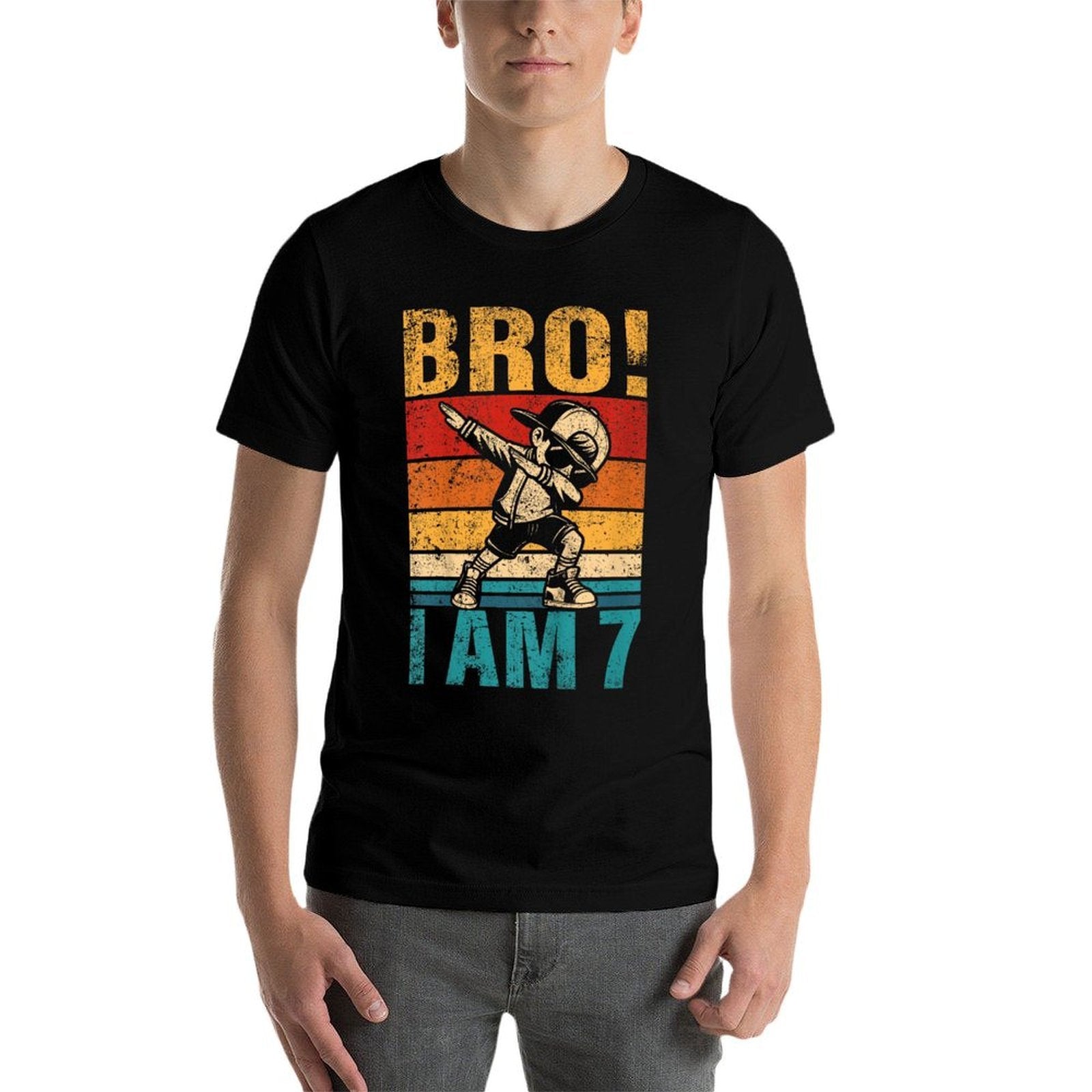 Kids 7 Year Old Birthday Dabbing Boy Bro It's My 7th Birthday  Tagless Design T-Shirt