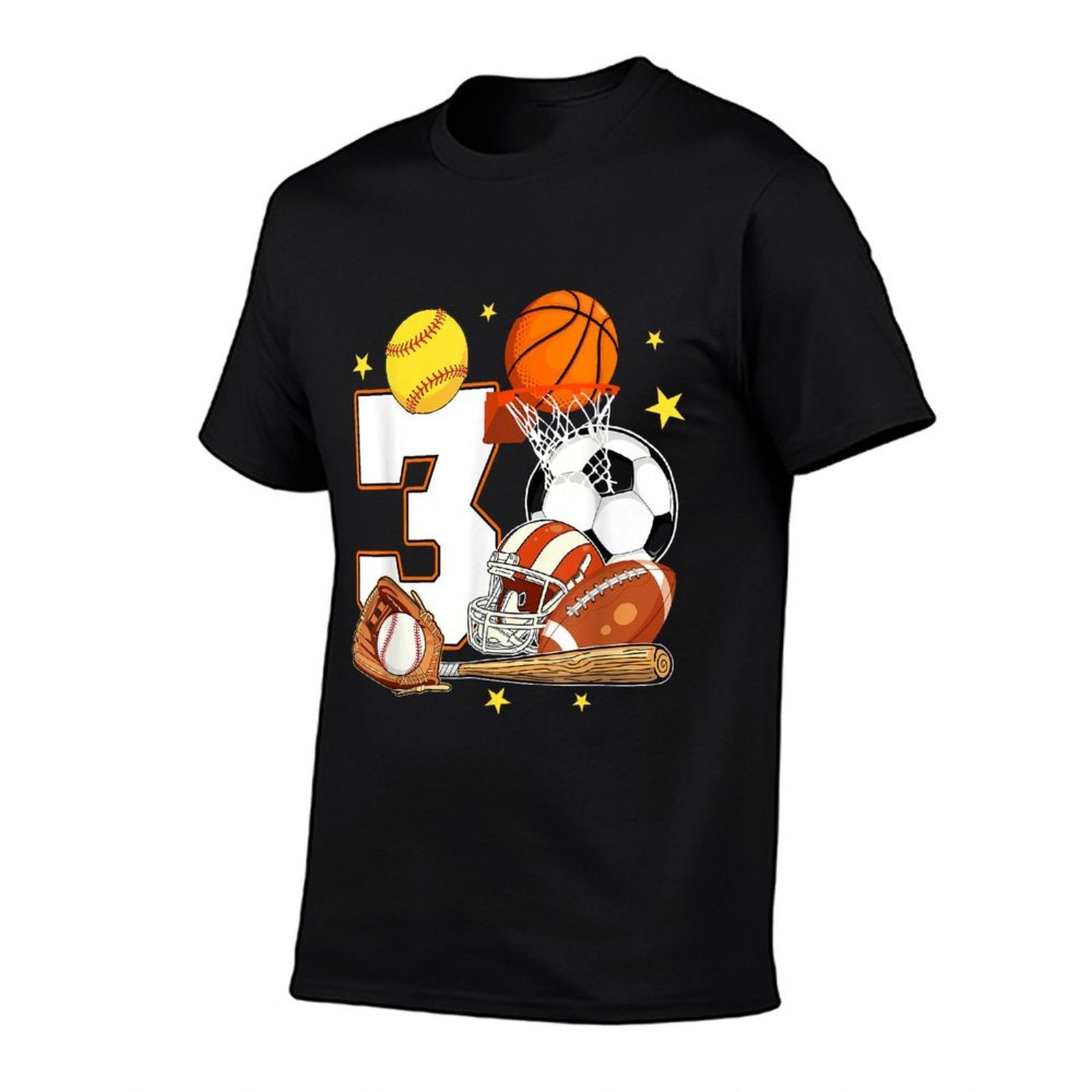 3rd Birthday Sports Birthday Theme 3 Year Old Birthday  Oversized Silhouette T-Shirt