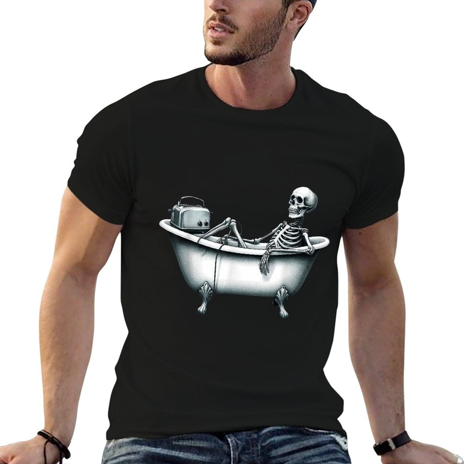 Relaxing Skeleton Enjoying Music And Bath Time Toaster  Soft T-Shirt