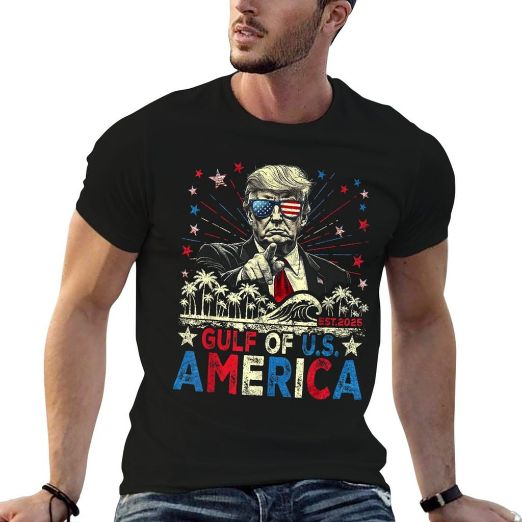Gulf Of USA America 2025 American Patriotic 4th Of July  Tagless Design T-Shirt