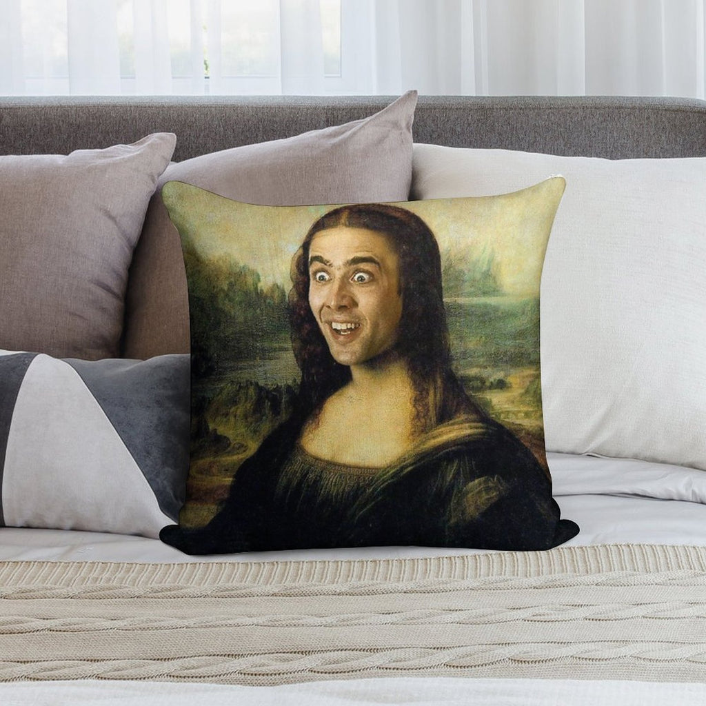 Nicolas Cage As The Mona Lisa Soft Home Decor Throw Pillow