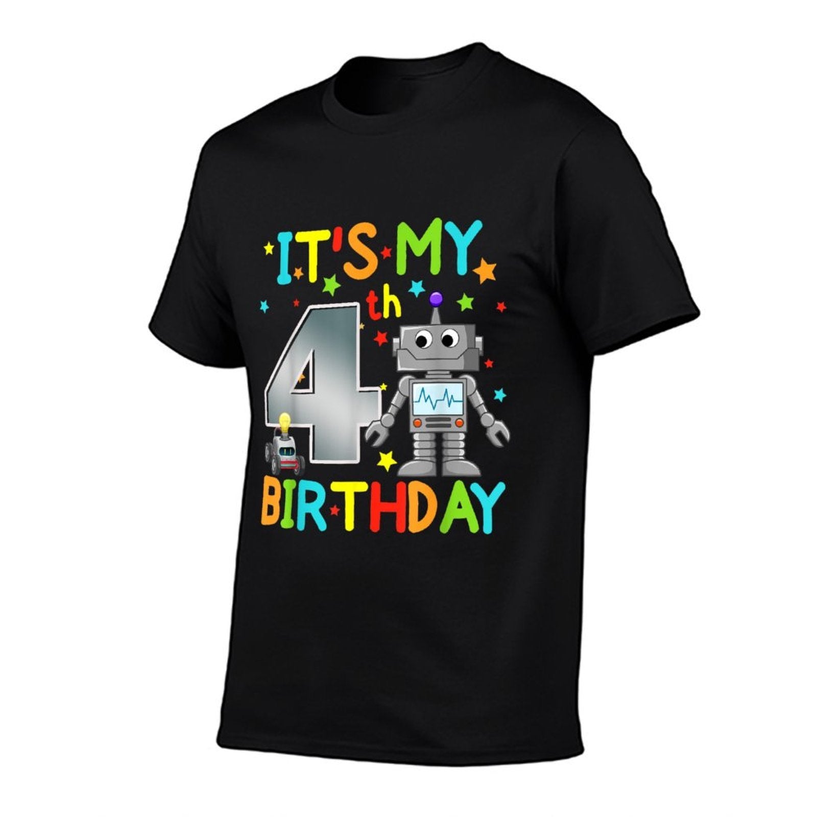 It's My 4th Birthday Robot 4 Year Old Funny Boy Girl  Classic T-Shirt