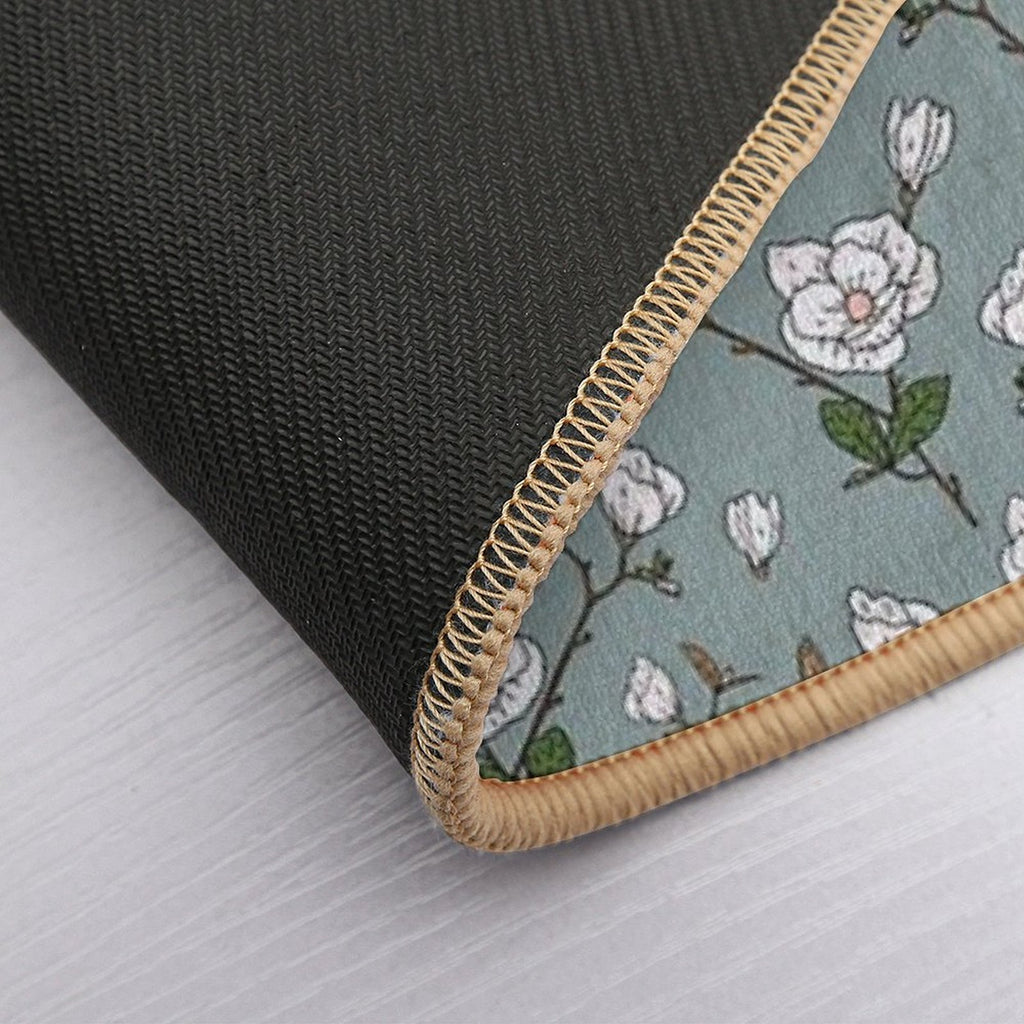 Botanical Magnolia Sprig Pattern_Sage  High-Traffic Bath Mat