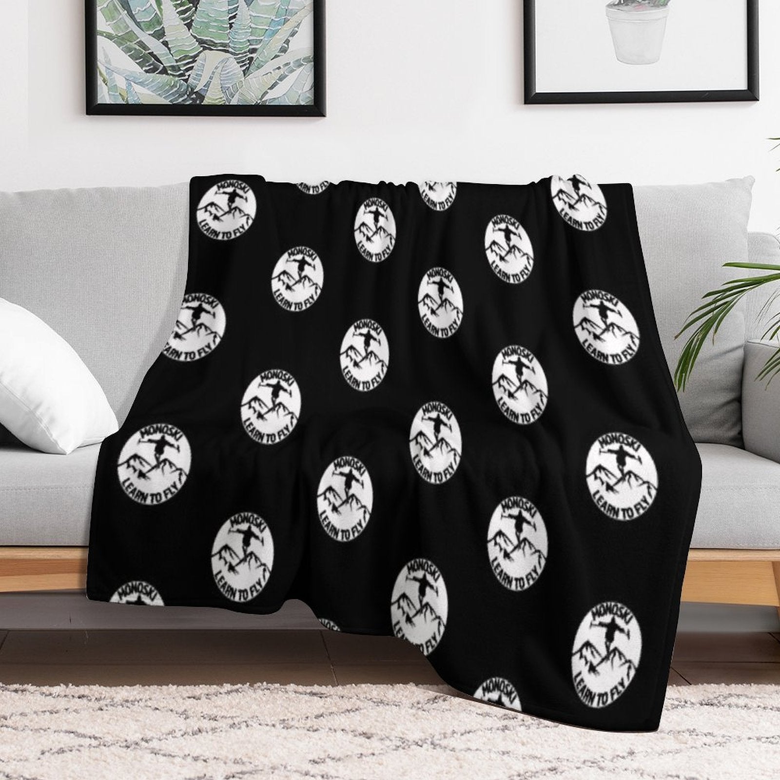 MonoSki - Learn To Fly - Great Gift for The Monoskier Eco-conscious Throw Blanket