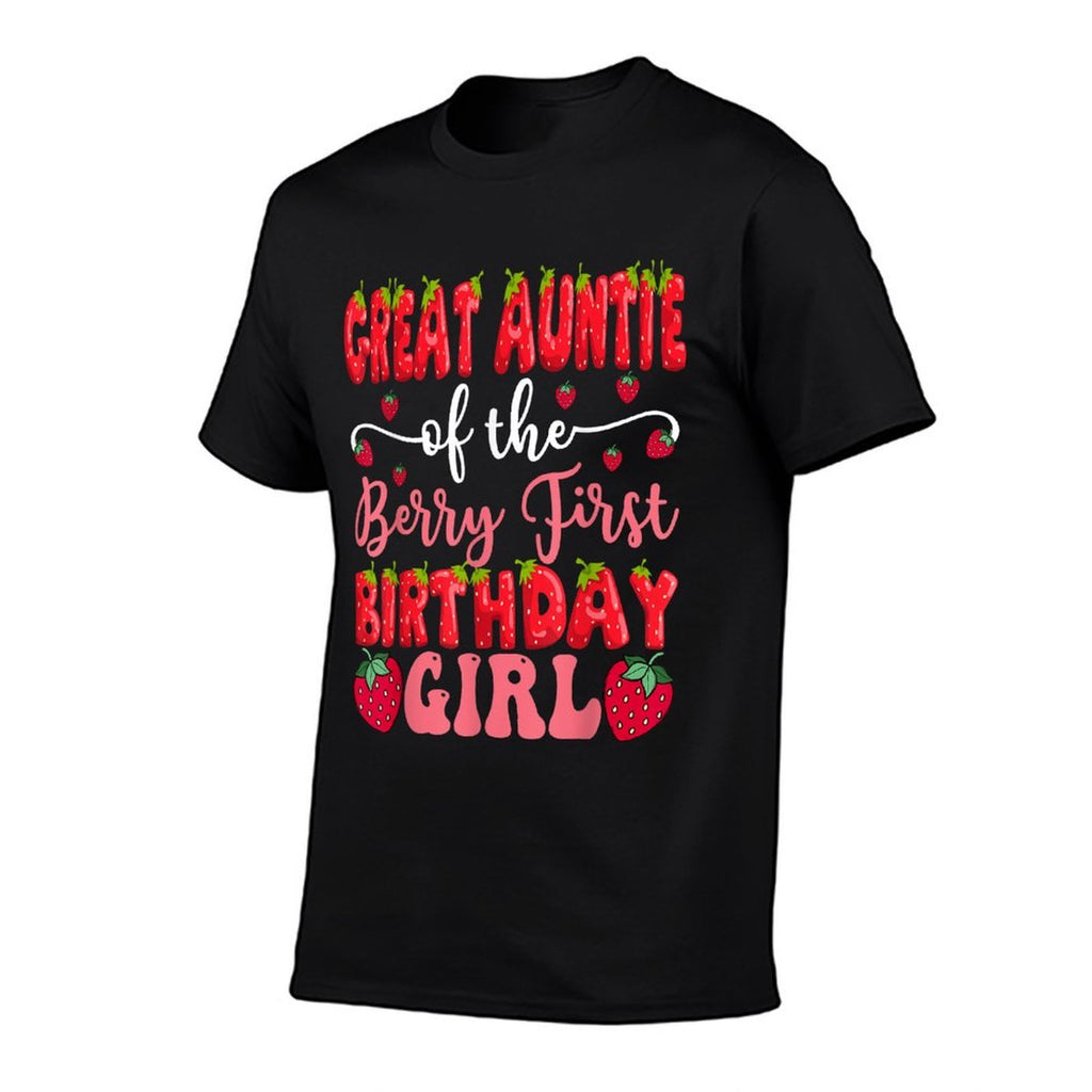 Great Auntie Of The Berry First Birthday Girl Strawberry  Summer-ready Fabric T-Shirt
