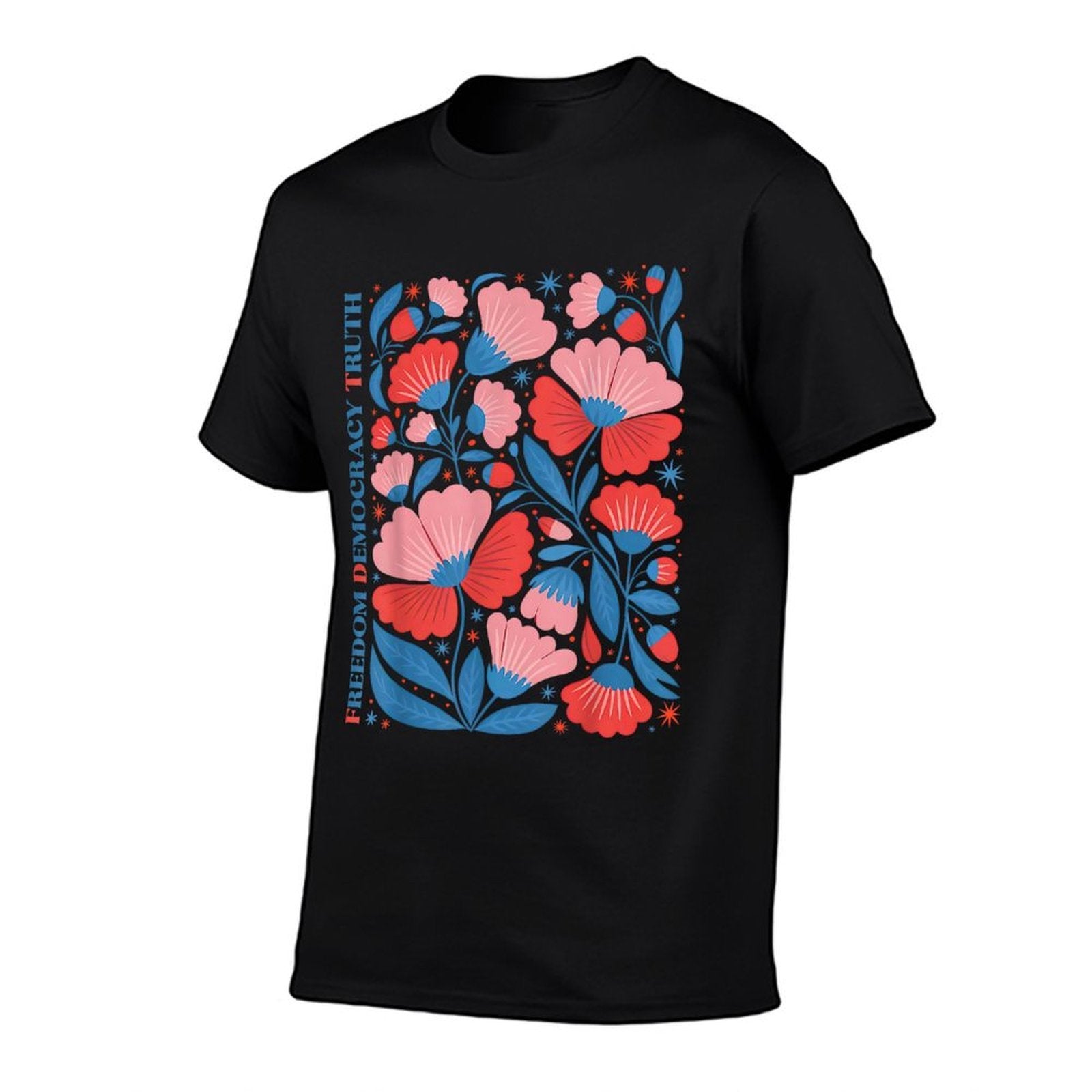 Subtle Freedom Democracy Truth Boho Floral 4th July Resist  Polyester Blend T-Shirt