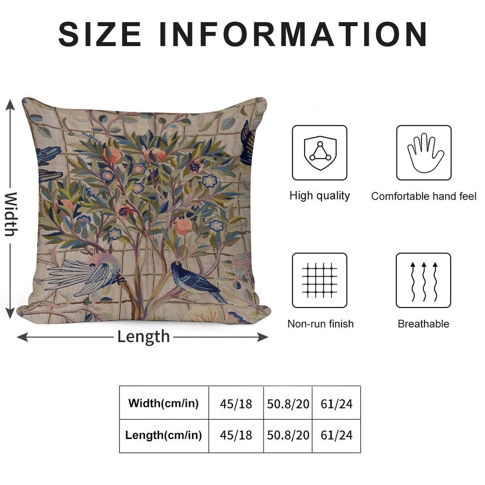 William Morris Kelmscott Trellis Embroidery Soft Durable Construction Throw Pillow