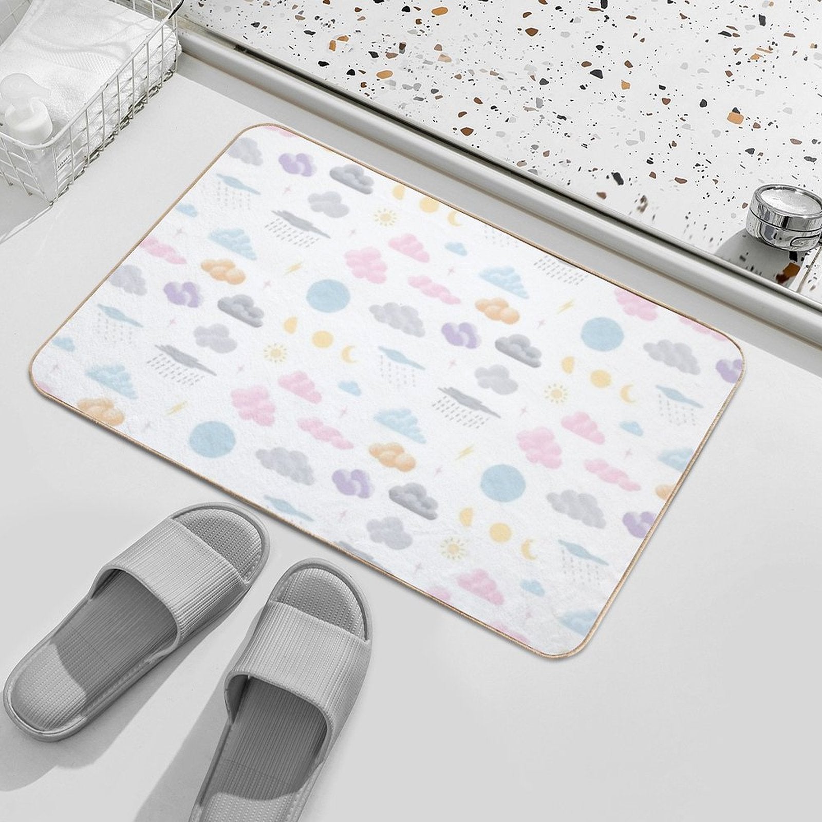 Colorful Clouds  Dirt-Trapping Bath Mat