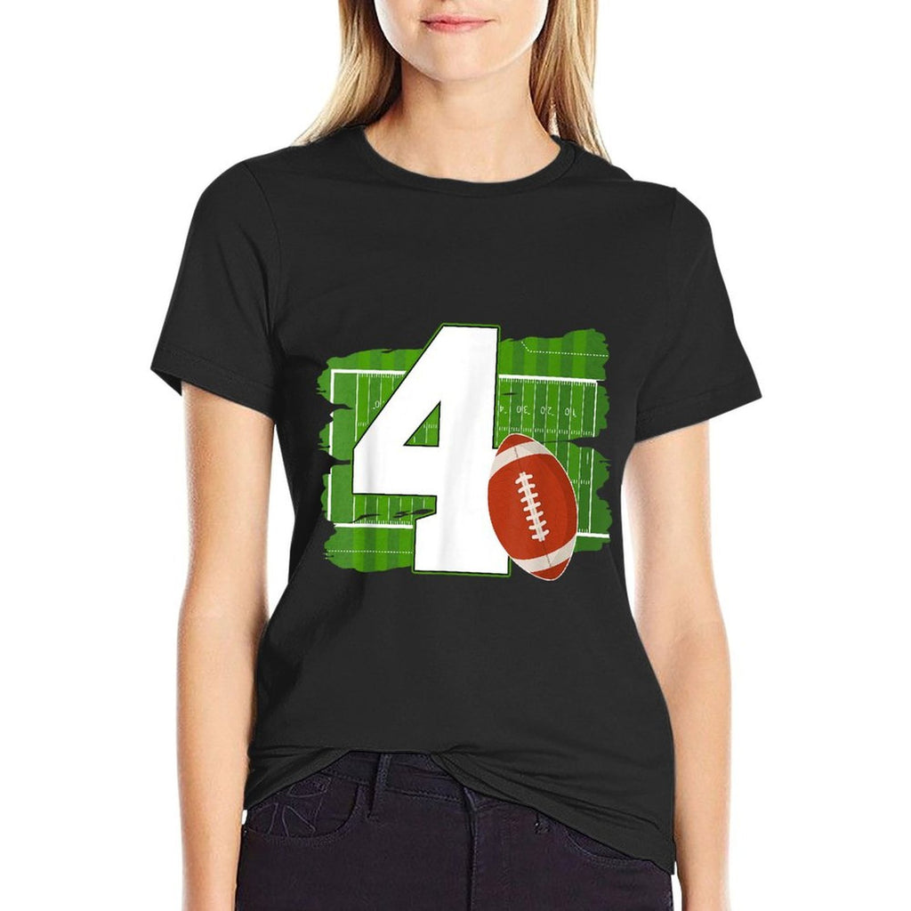 4th Birthday Football Theme 4 Year Old Football Lover  Lightweight T-Shirt