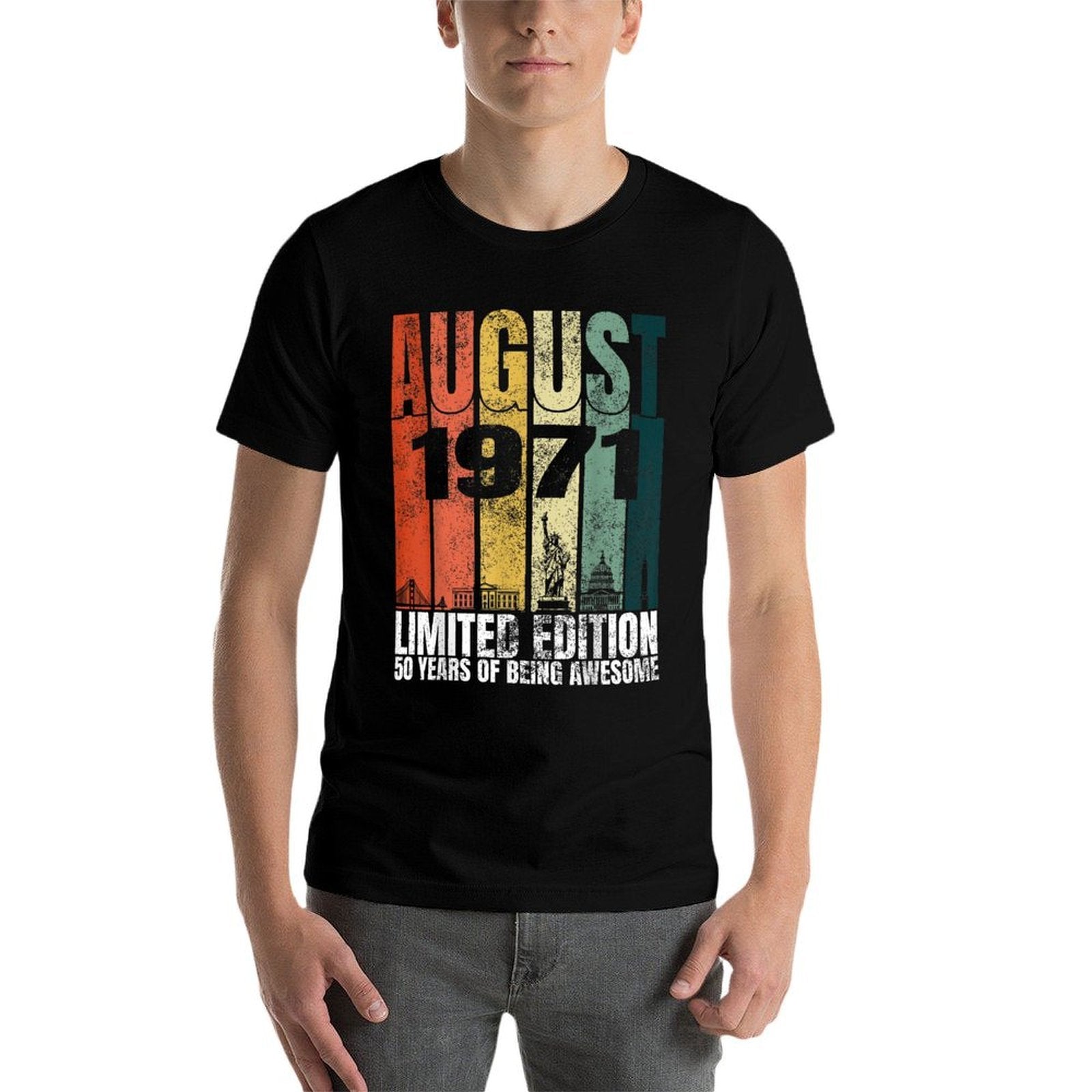 Vintage August 1971 Bday Graphic 50 Years Old 50th Birthday  Polyester Blend T-Shirt