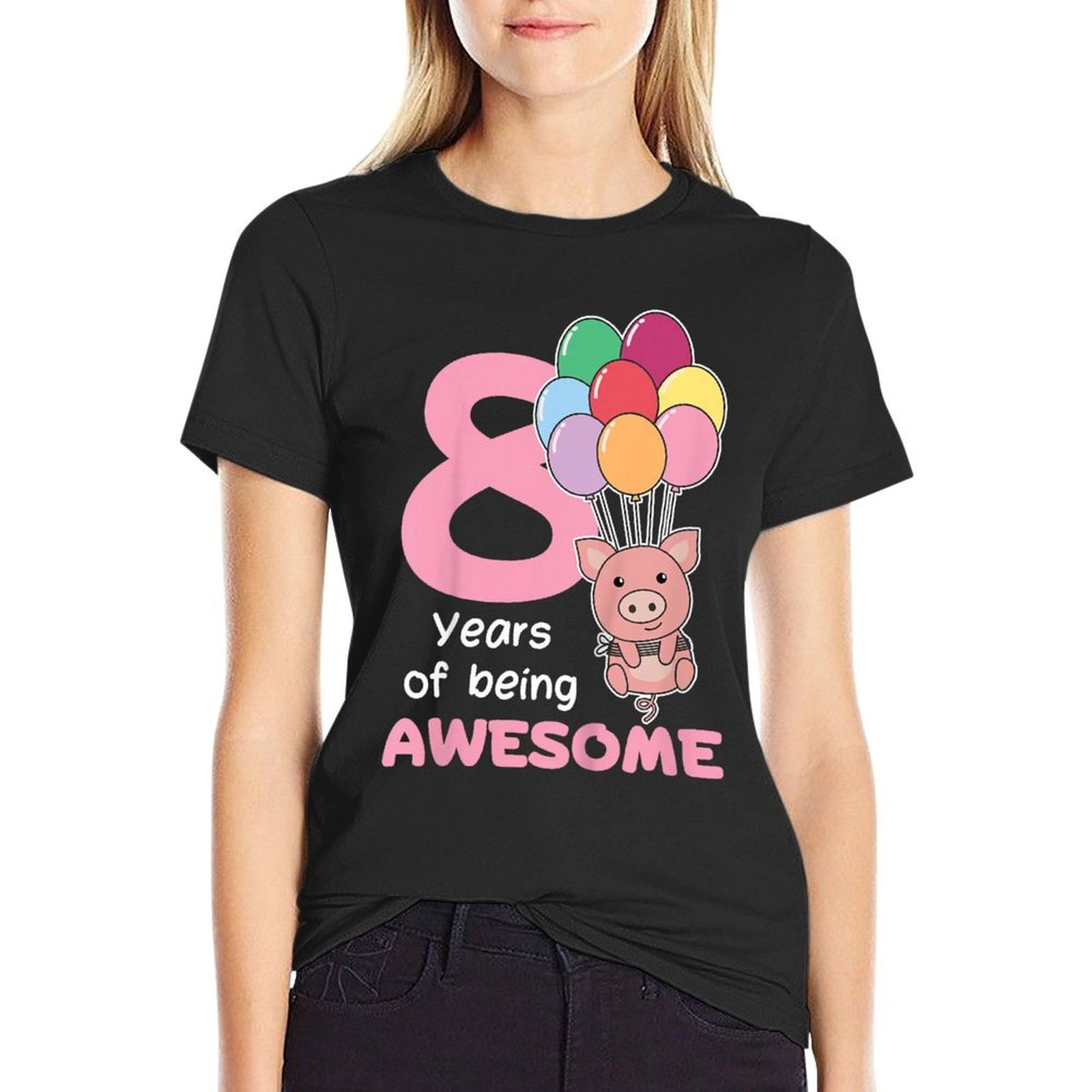 Kids Pig For 8th Birthday For Children Eight Years Old  Vintage-inspired T-Shirt