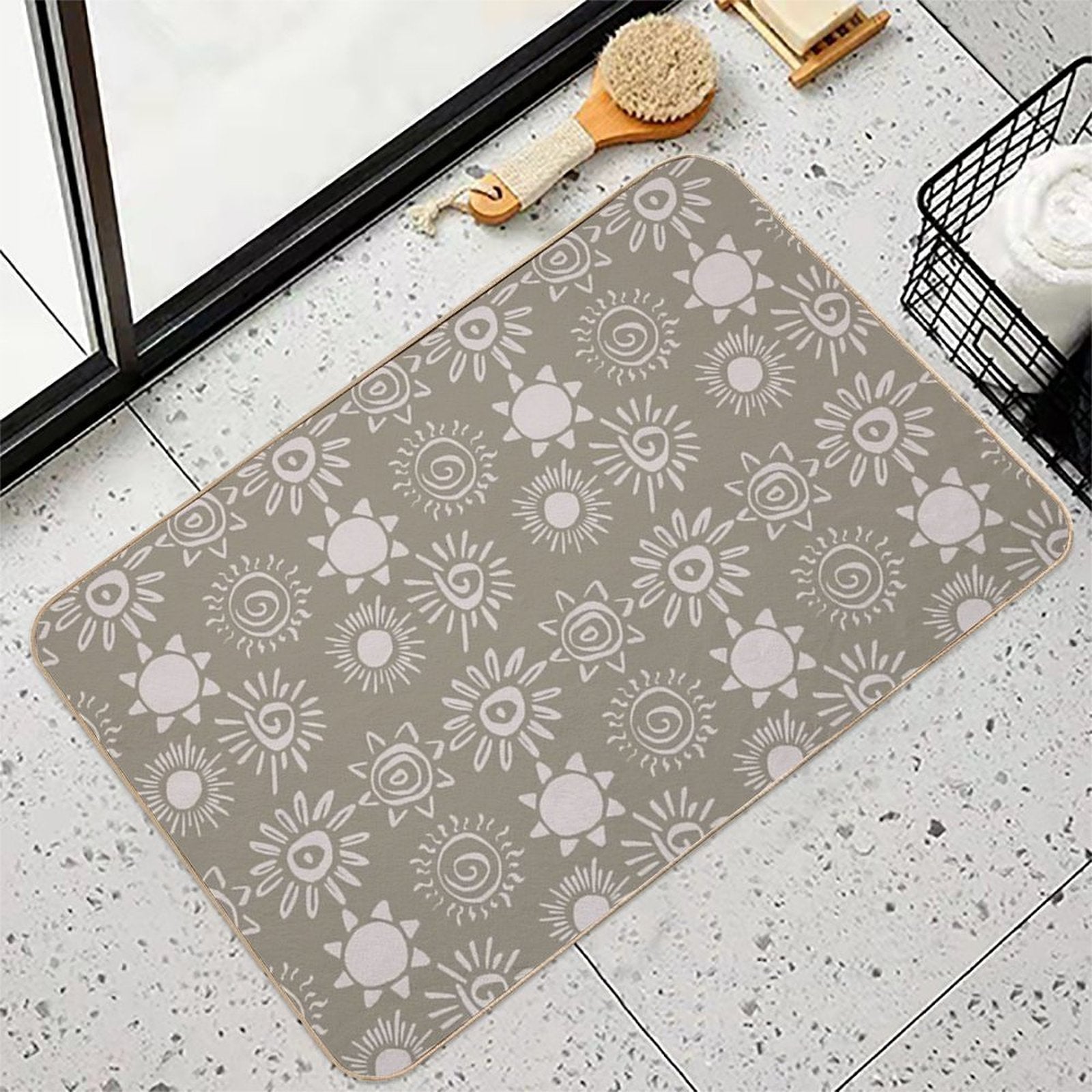 Magical Sun Bohemian Dreamy Aesthetic In Muted Colors Muted Green  Multi-Purpose Bath Mat