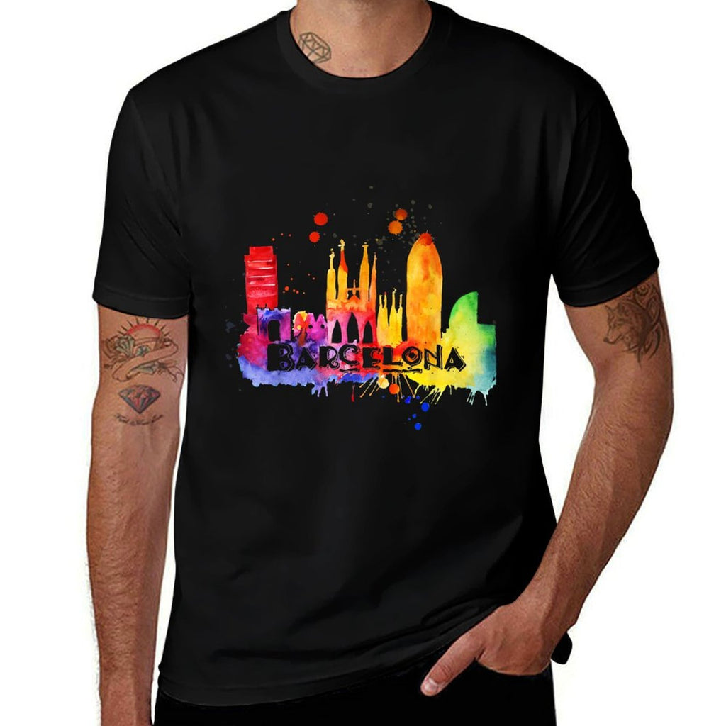Barcelona, Spain - Souvenir Landscape  Fade-proof Color T-Shirt