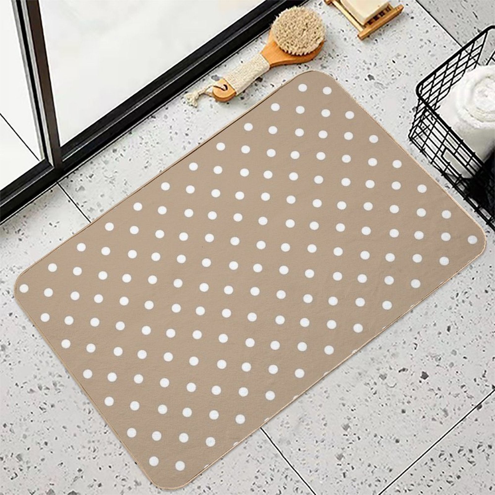 Polka Dot,dots,circles,nude,beige Background  Versatile Bath Mat