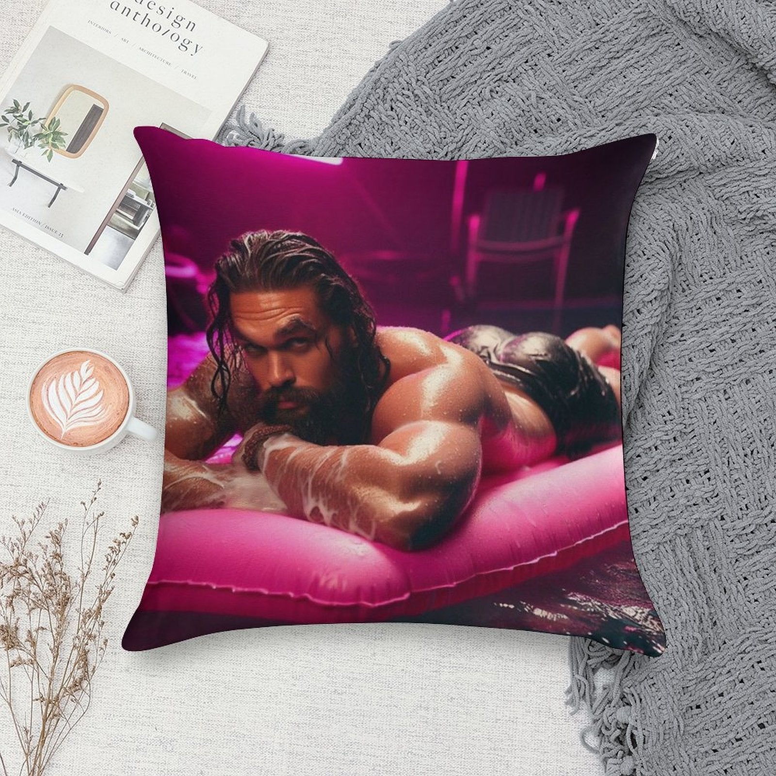 Jason Momoa Soft Washable Throw Pillow