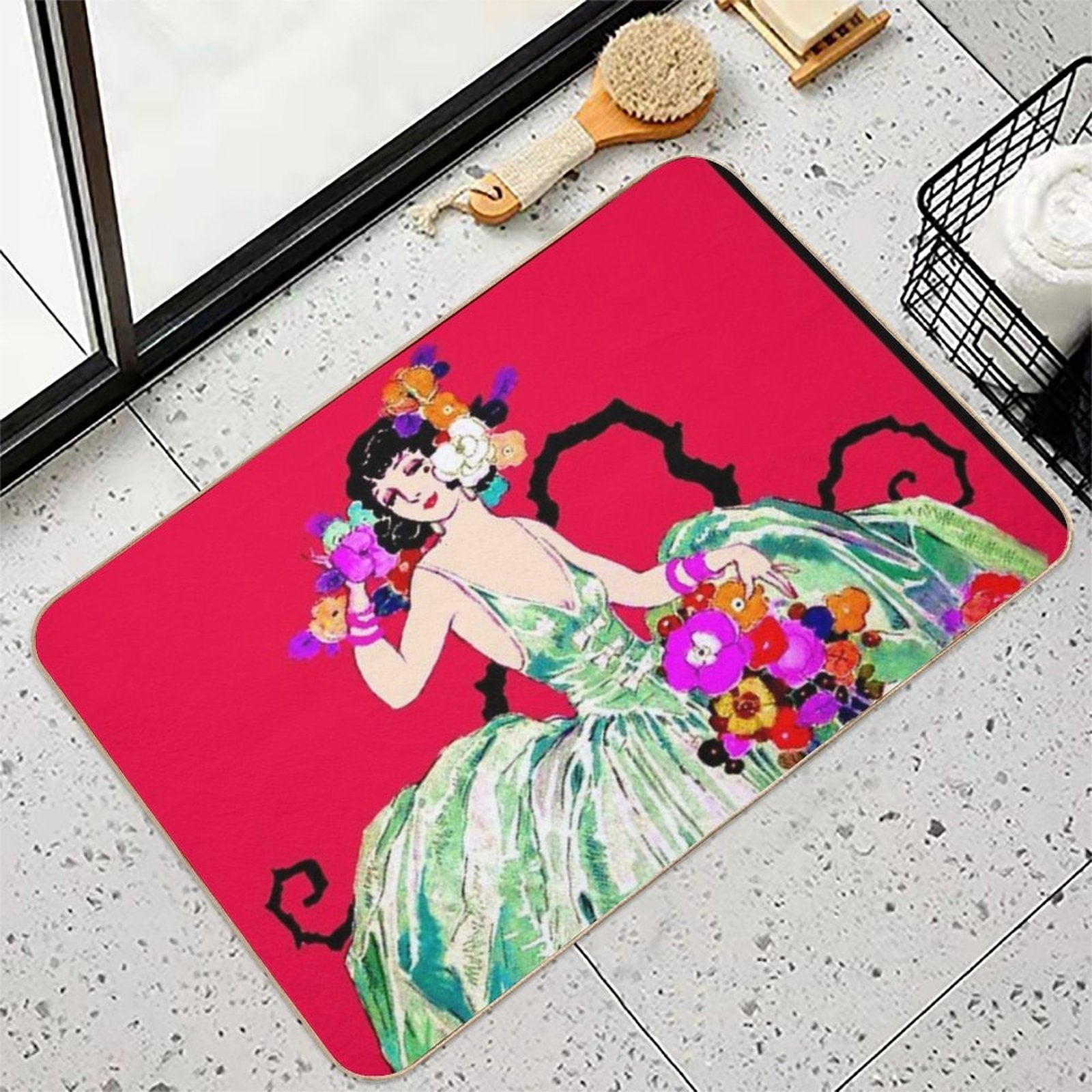 HARPERS BAZAAR  Vintage 1933 Magazine Advertising Print  Dirt-Trapping Bath Mat