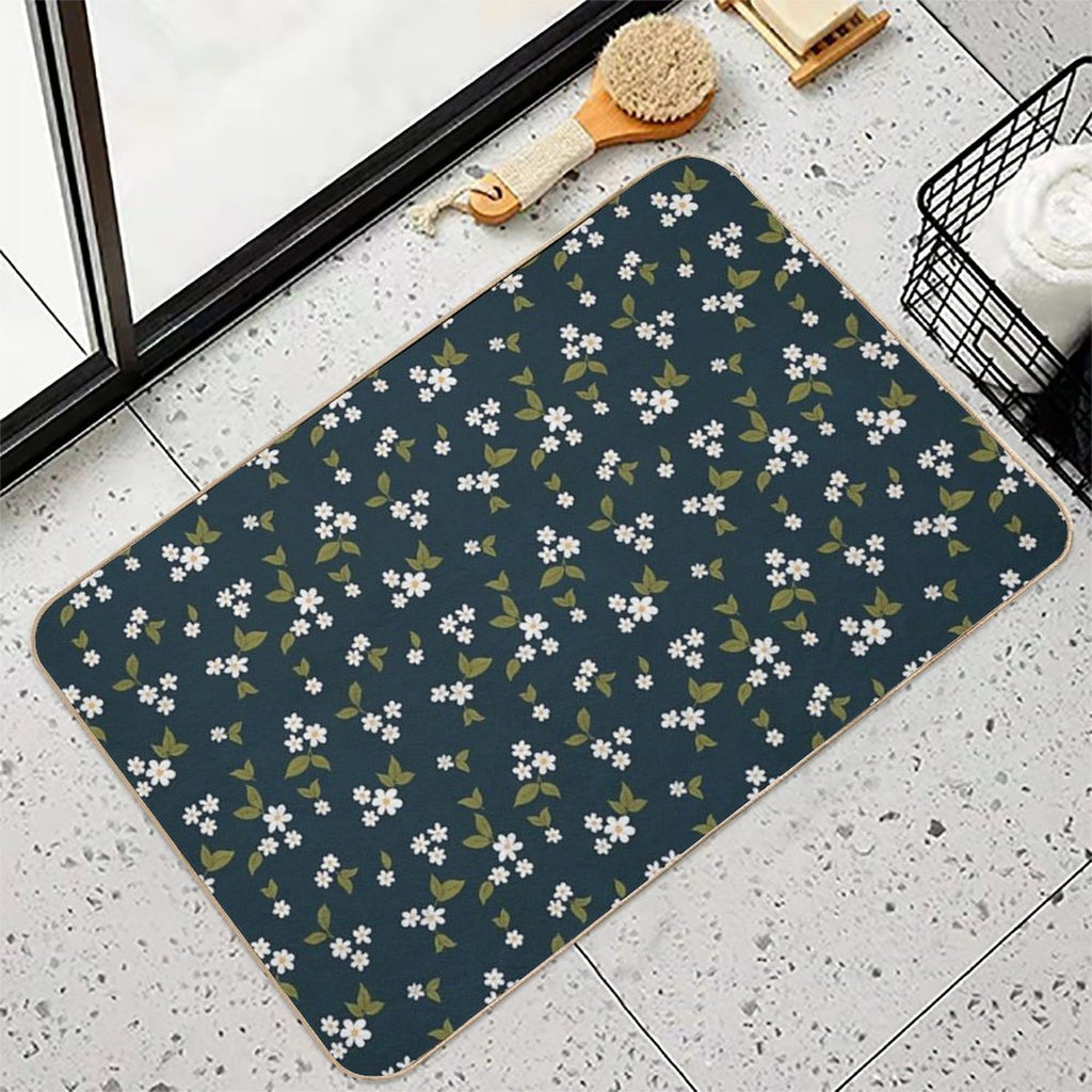 Daisy Bloom Teal  Fade-Resistant Bath Mat