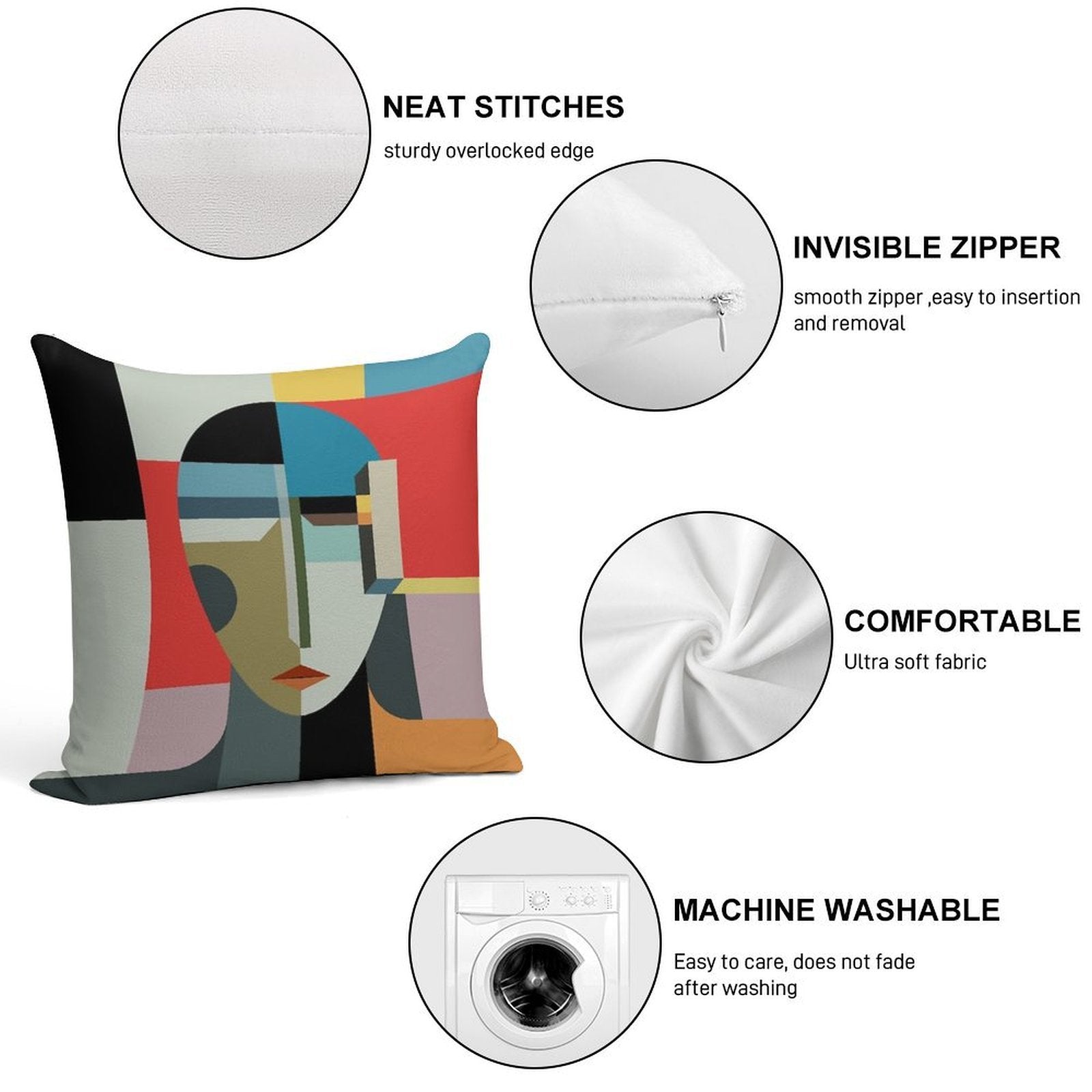 WOMAN OF WHEN Soft Hidden Zipper Throw Pillow