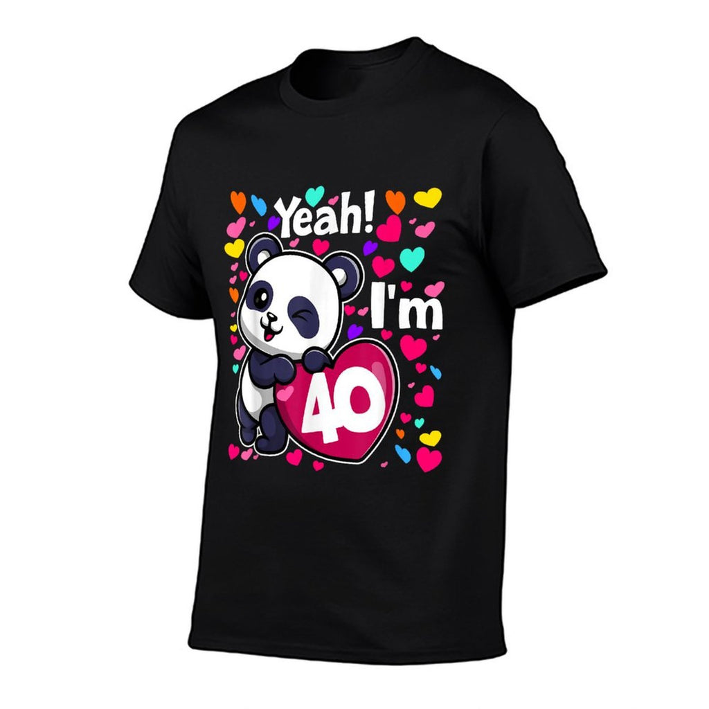40 Years Old 40th Birthday Panda Hearts Cute Girl Party  Lightweight T-Shirt