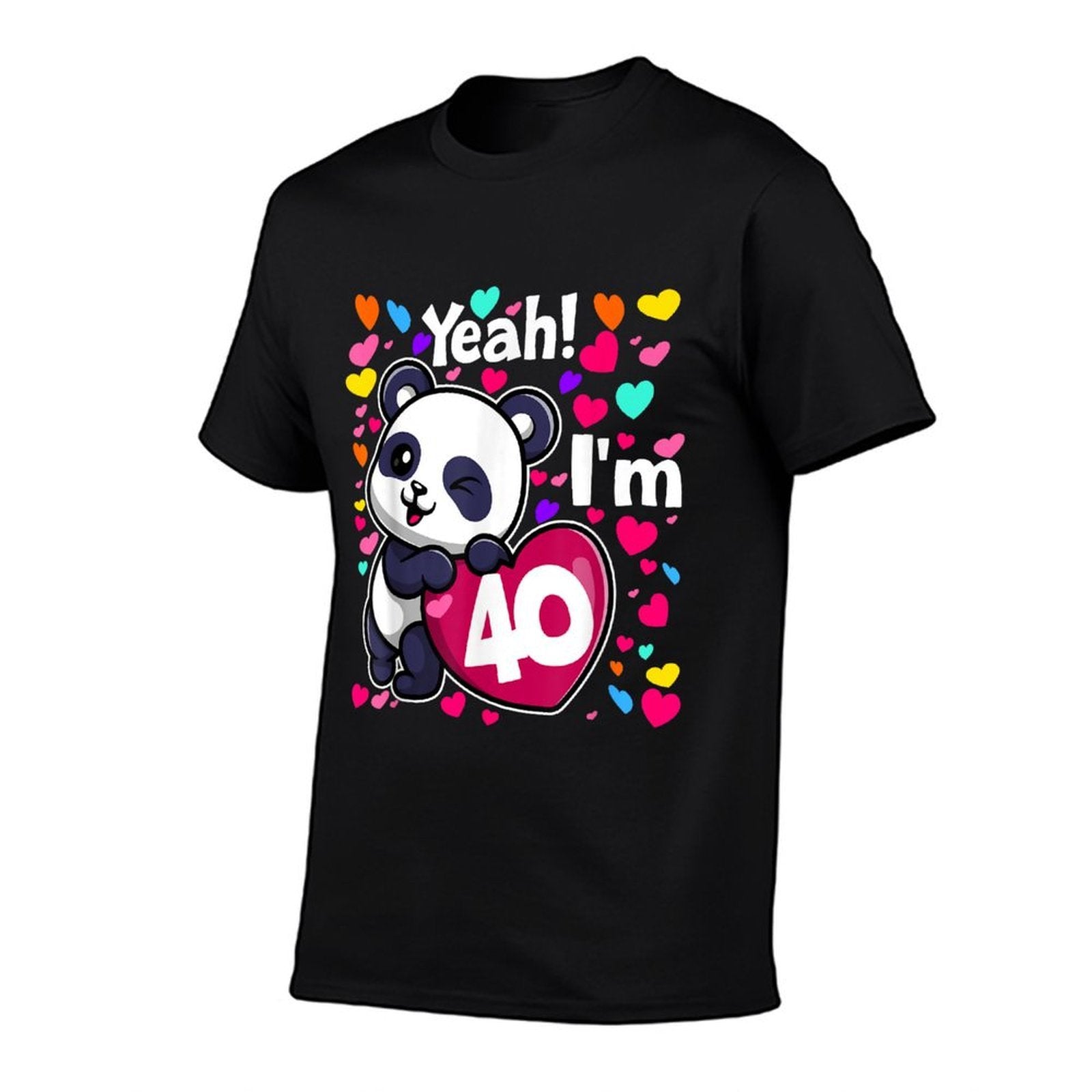 40 Years Old 40th Birthday Panda Hearts Cute Girl Party  Lightweight T-Shirt