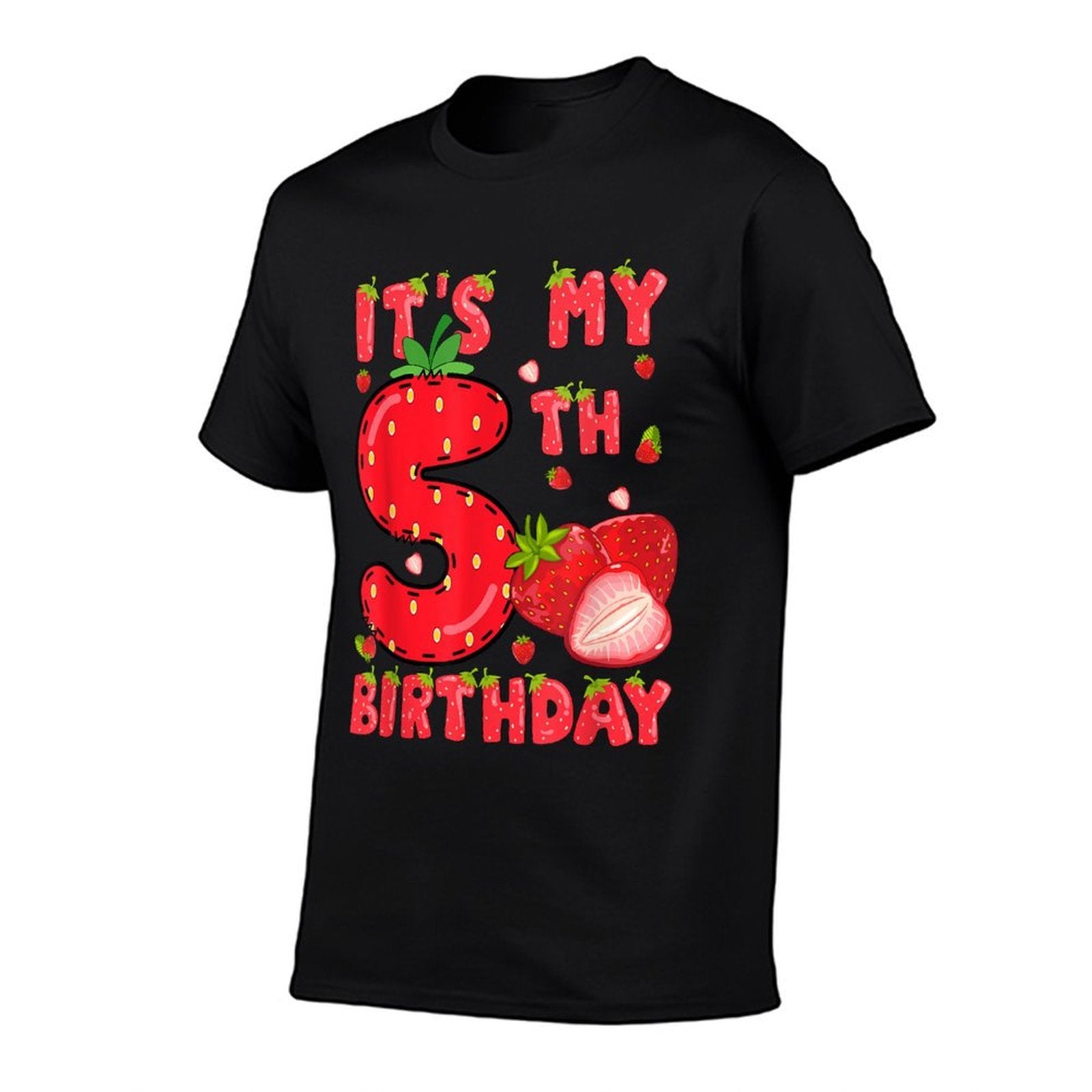 It's My 5th Birthday Strawberry 5 Year Old Birthday Girls  Rolled Sleeves T-Shirt