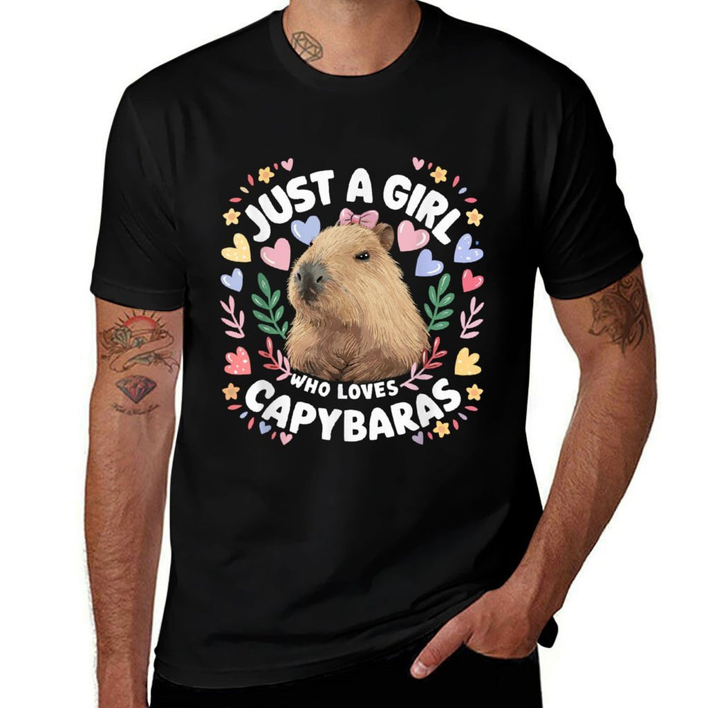 Just A Girl Who Loves Capybaras Cute Capybara Lover Rodent  Rolled Sleeves T-Shirt