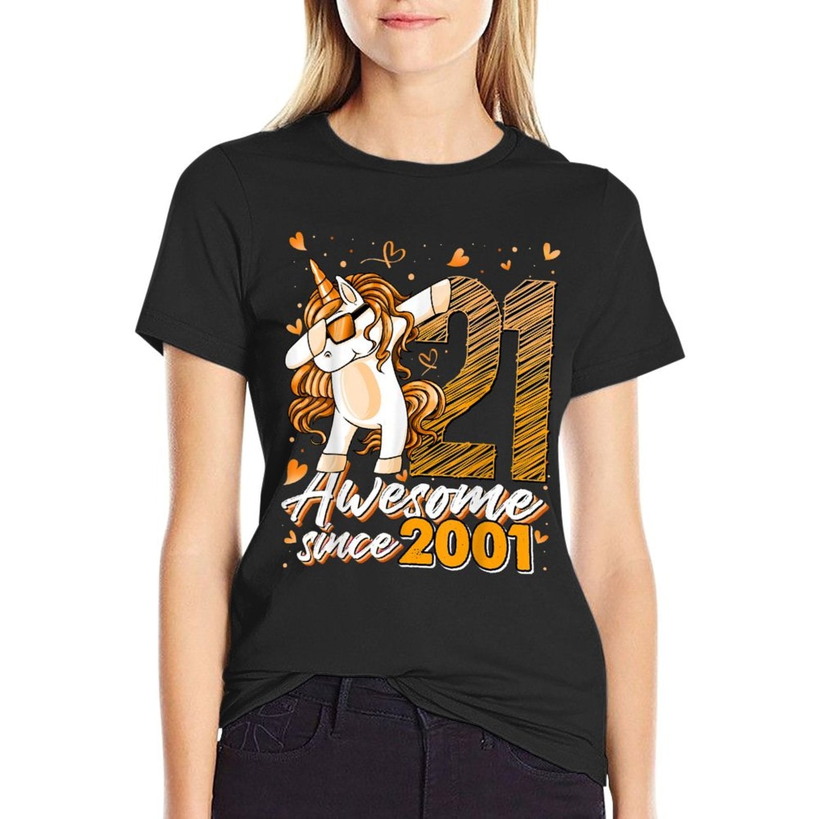 21 Year Old Unicorn Dabbing 21st Birthday Girl Unicorn Party  Cotton T-Shirt