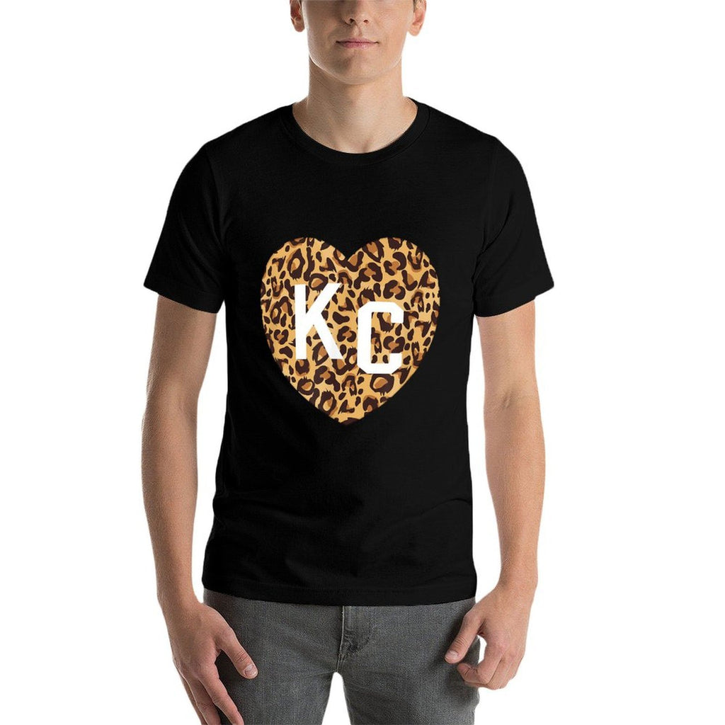Heart KC Cheetah Leopard Pattern Brown Yellow Spots Heart Kc  Cotton T-Shirt