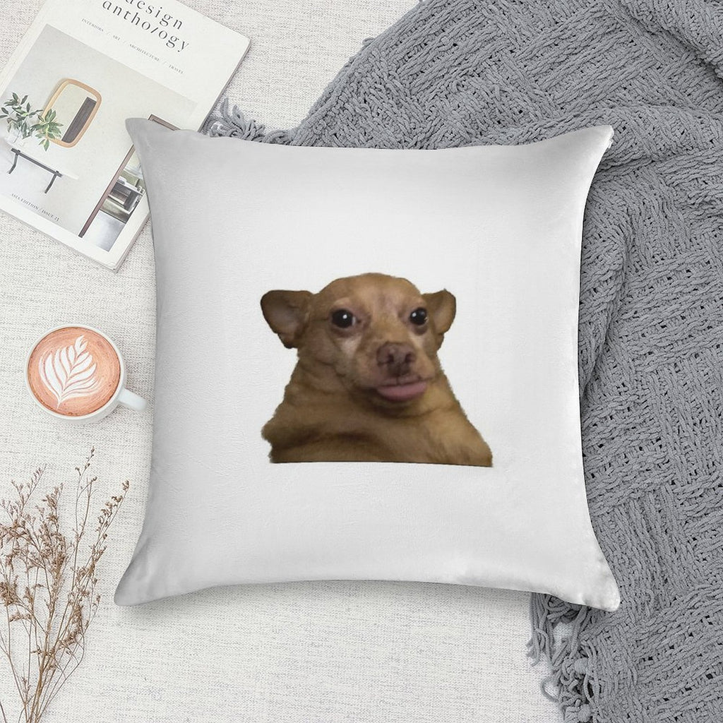 Blep Dog Soft Hidden Zipper Throw Pillow