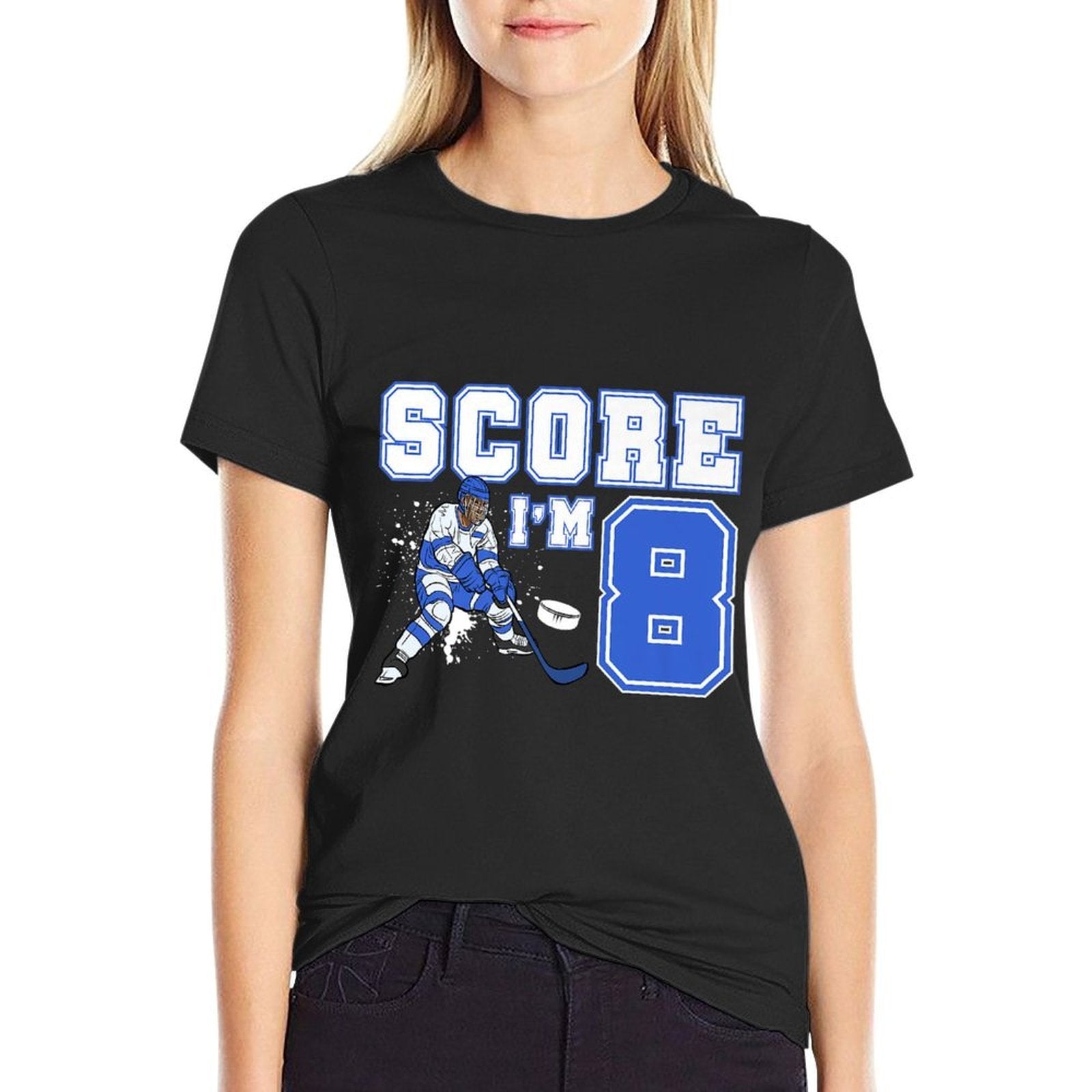 8th Ice Hockey Birthday Eight Year Old Ice Hockey Player Premium  Trendy Pattern T-Shirt