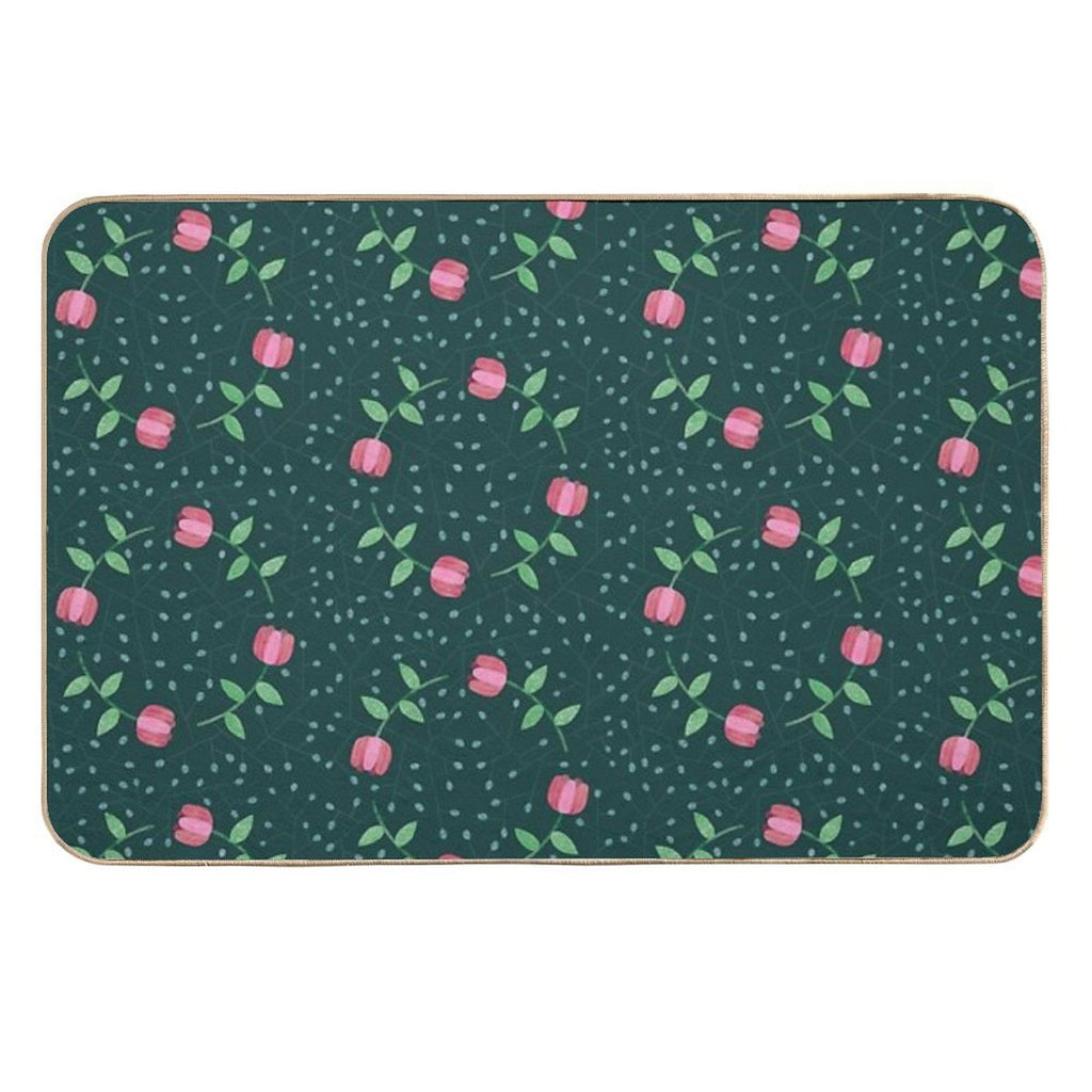 Roses in Circles  Easy Maintenance Bath Mat
