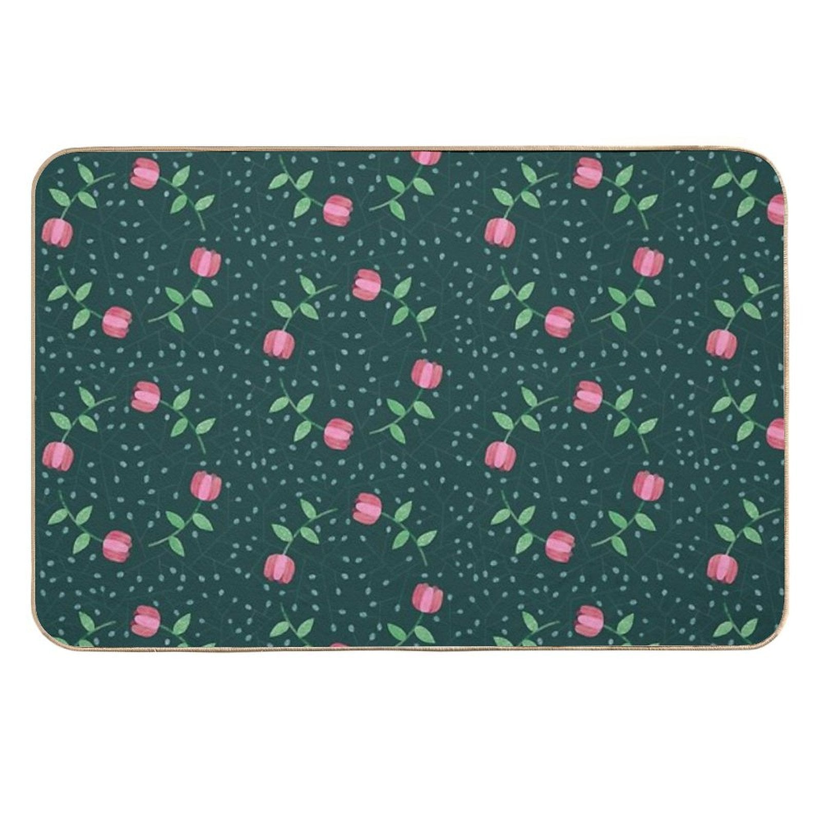 Roses in Circles  Easy Maintenance Bath Mat