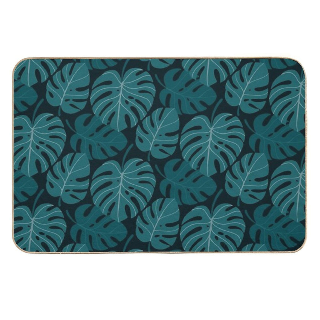 Dark Monstera  Easy To Clean Bath Mat